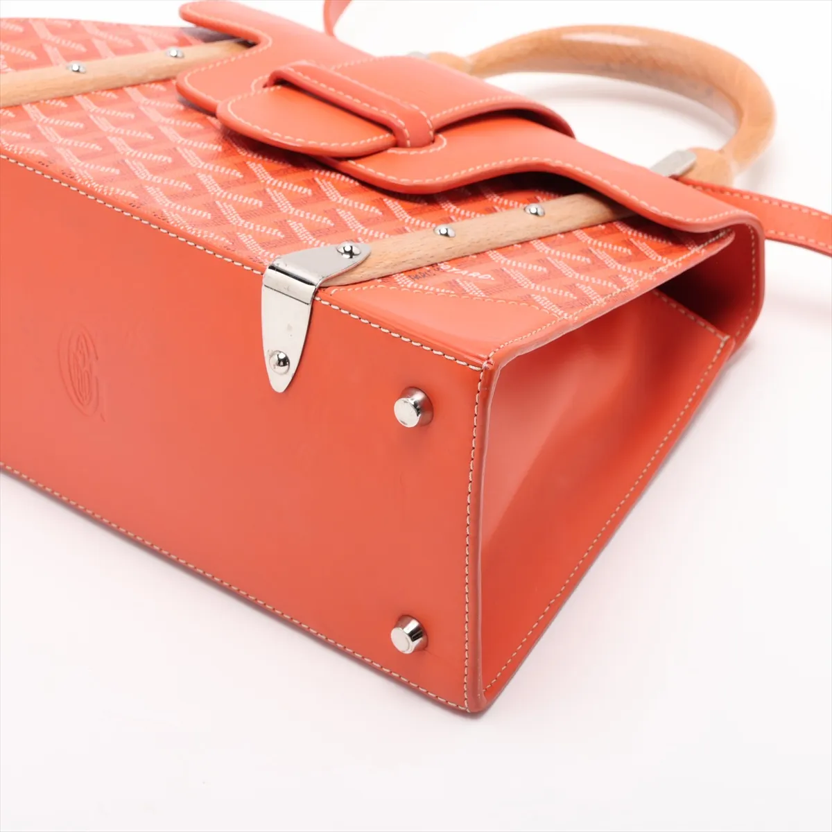 Saigon PM PVC x Leather 2-Way Handbag, Orange — view 3