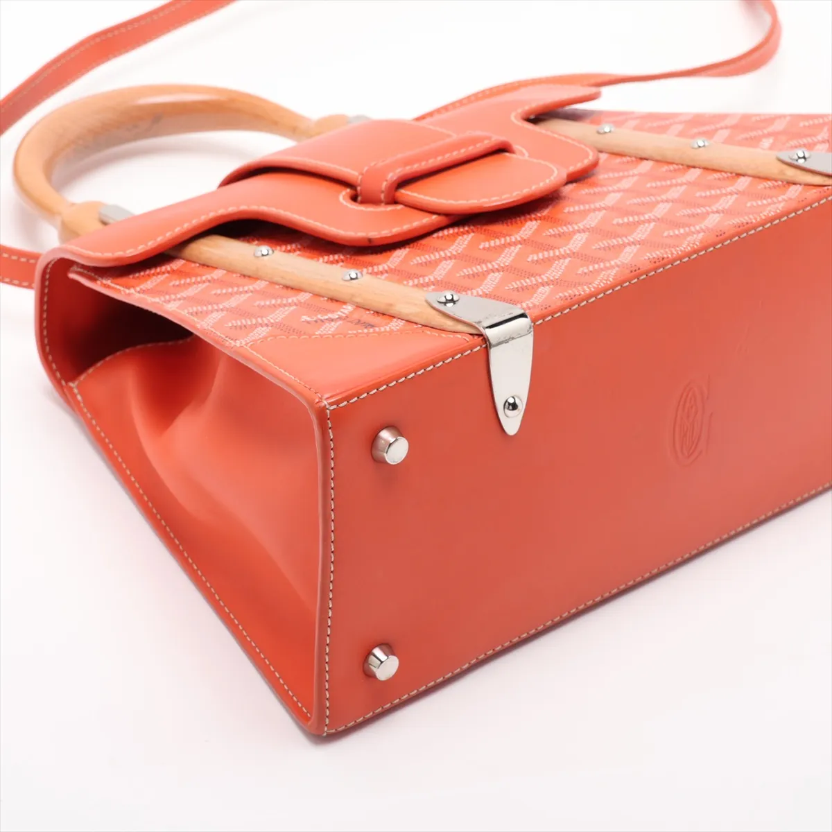 Saigon PM PVC x Leather 2-Way Handbag, Orange — view 4