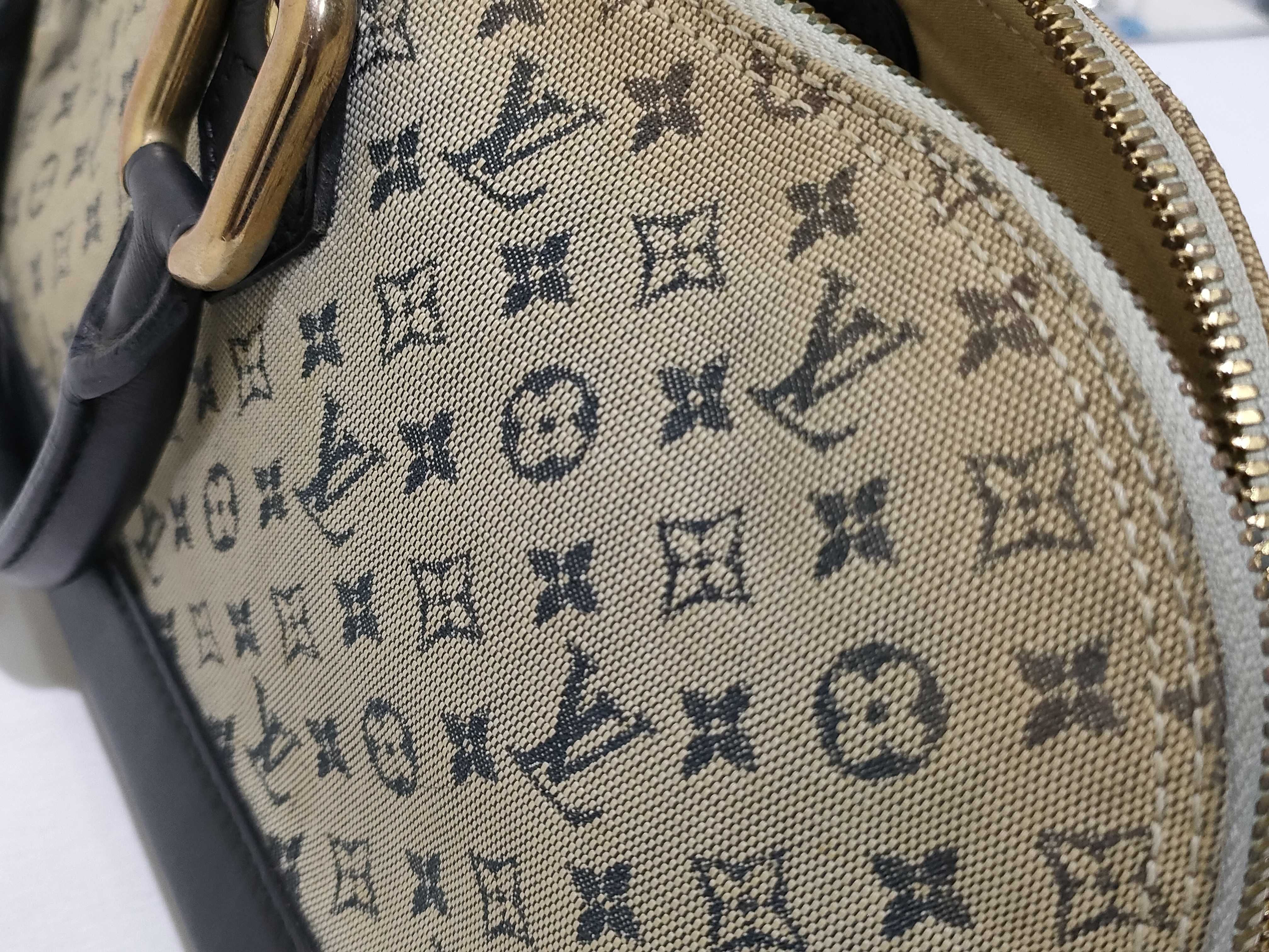 Monogram Denim Louis Vuitton Monogram Mini Alma Long M92205 AR0091 Gray x Navy Handbag — view 14
