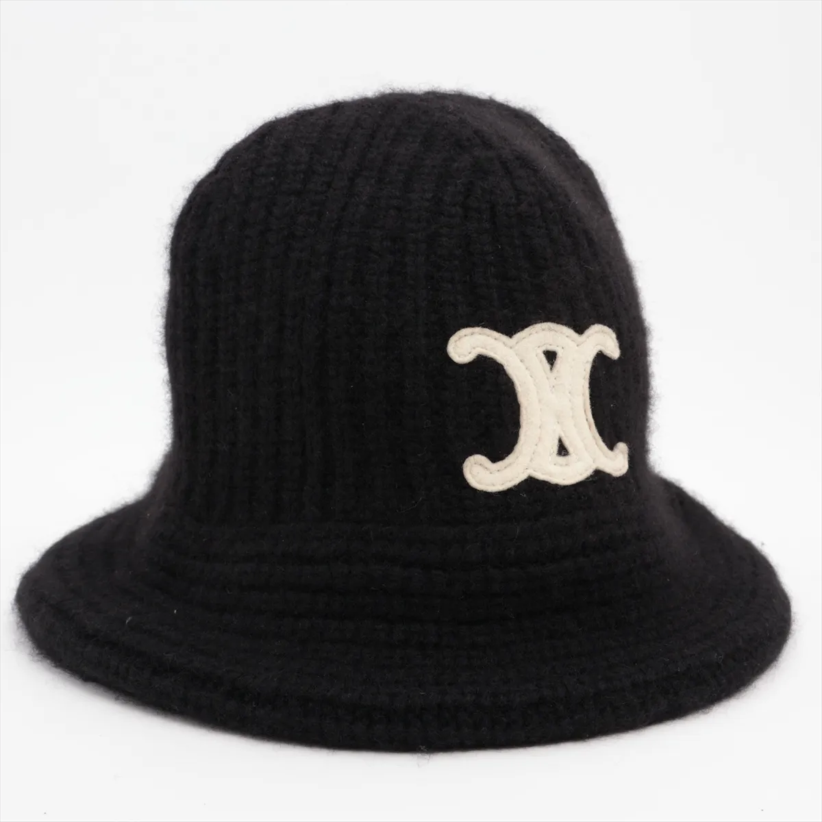 2A80T384D Triomphe Knit Cap Cashmere Black Thread Fuzzing fraying — view 2
