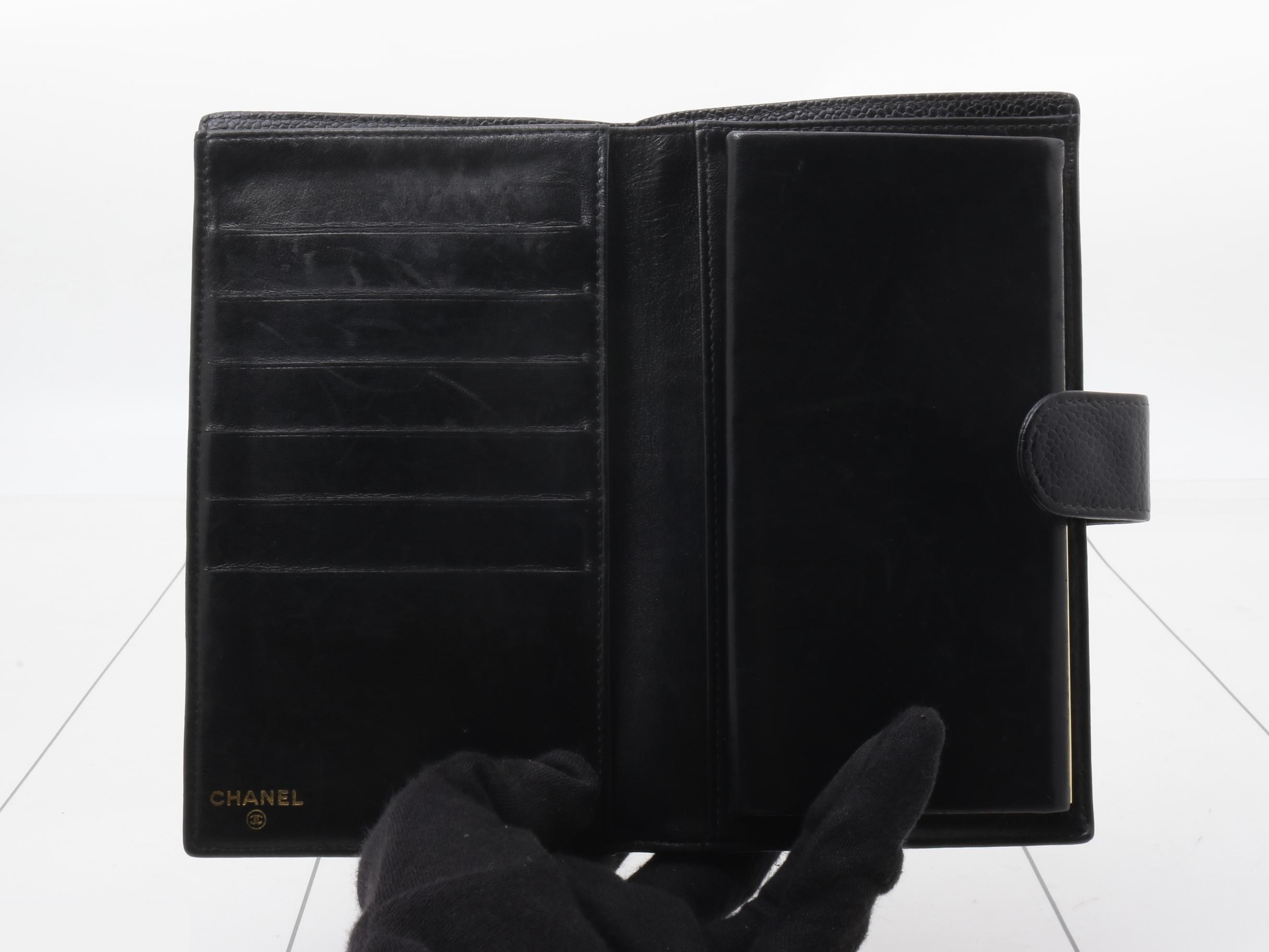 Long wallet, black, caviar leather — view 4