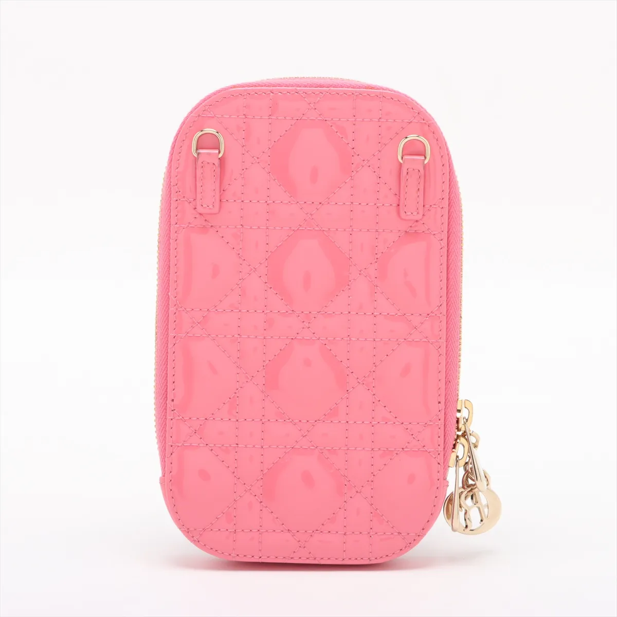 Cannage Phone Pouch Patent Leather 2WAY Shoulder Bag Pink — view 2