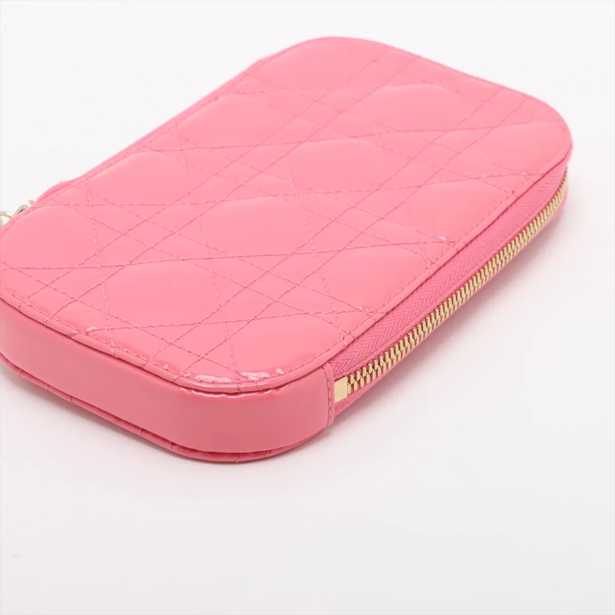 Cannage Phone Pouch Patent Leather 2WAY Shoulder Bag Pink — view 3