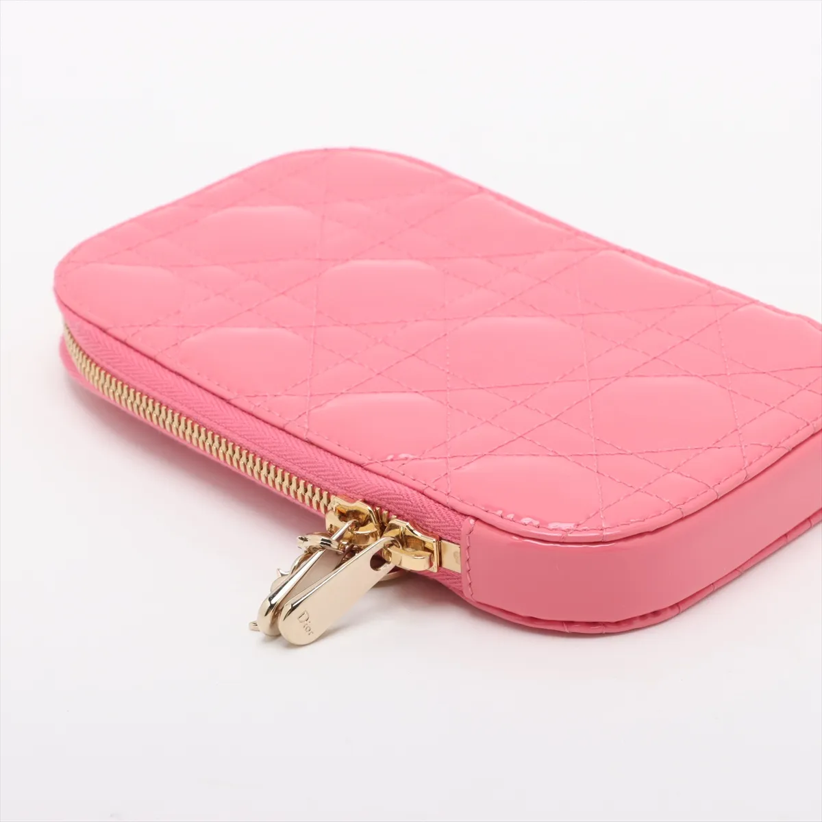 Cannage Phone Pouch Patent Leather 2WAY Shoulder Bag Pink — view 4