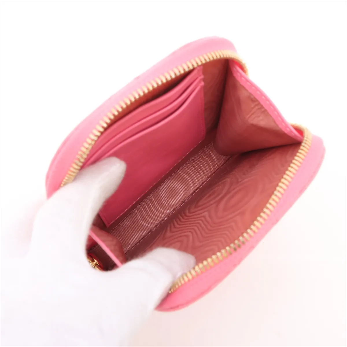 Cannage Phone Pouch Patent Leather 2WAY Shoulder Bag Pink — view 6
