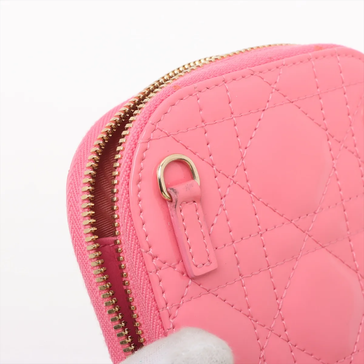 Cannage Phone Pouch Patent Leather 2WAY Shoulder Bag Pink — view 9