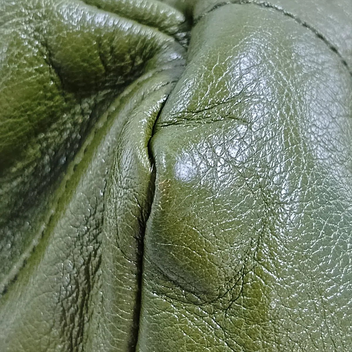 Drawstring Leather Tote Bag, Green, 725664 — view 14