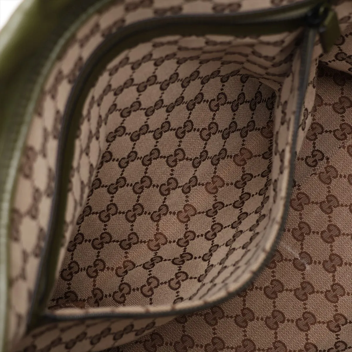 Drawstring Leather Tote Bag, Green, 725664 — view 8