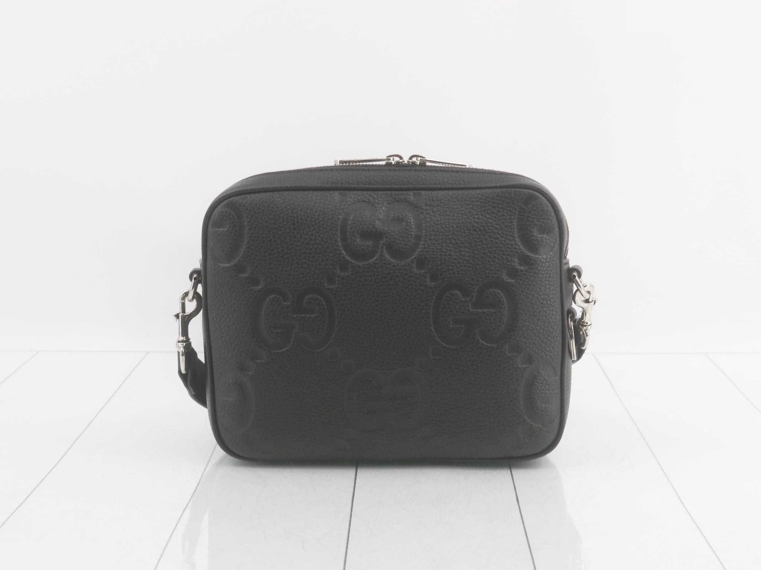 Jumbo GG Shoulder Bag, Leather, Black — view 2