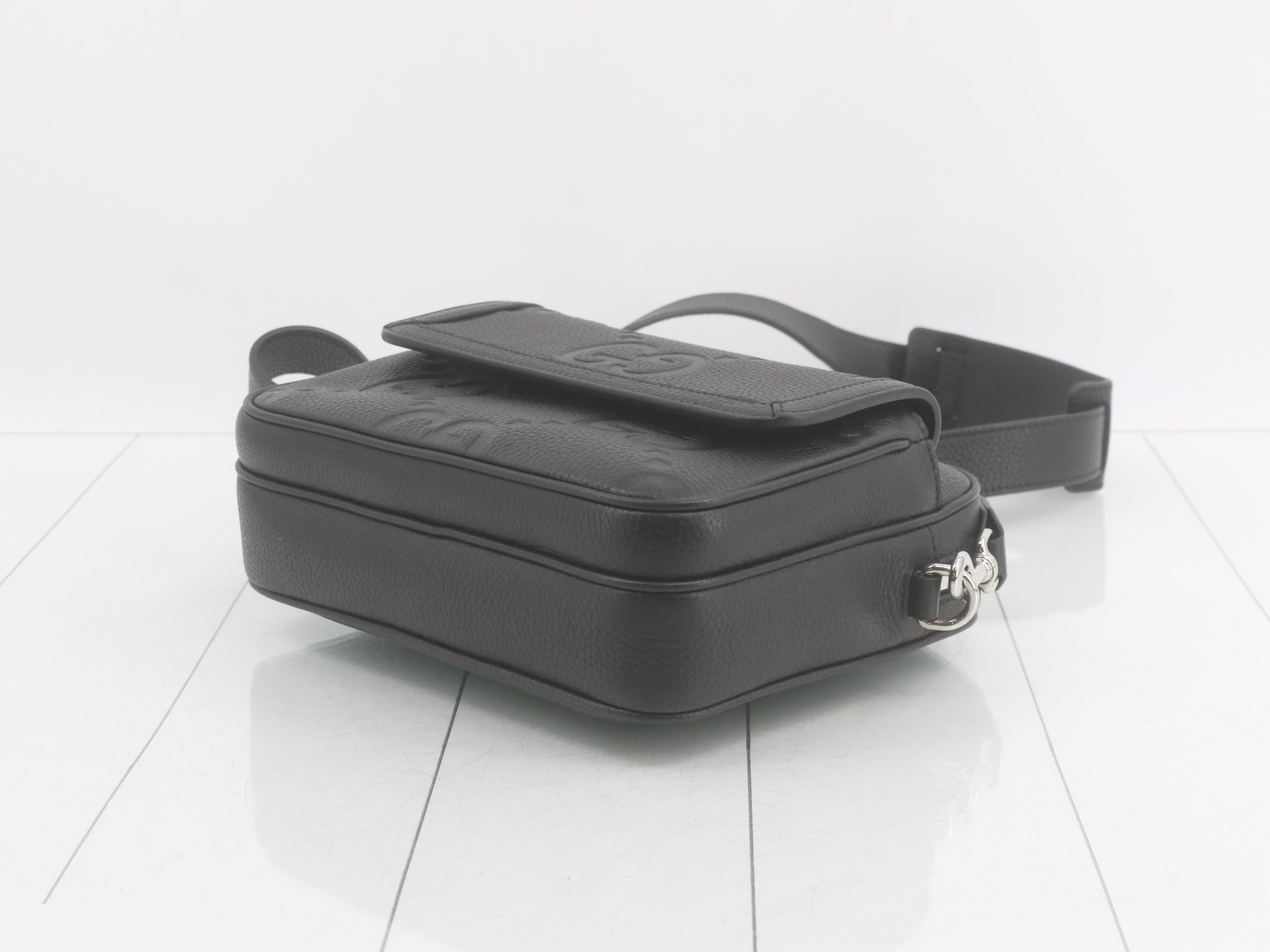 Jumbo GG Shoulder Bag, Leather, Black — view 6