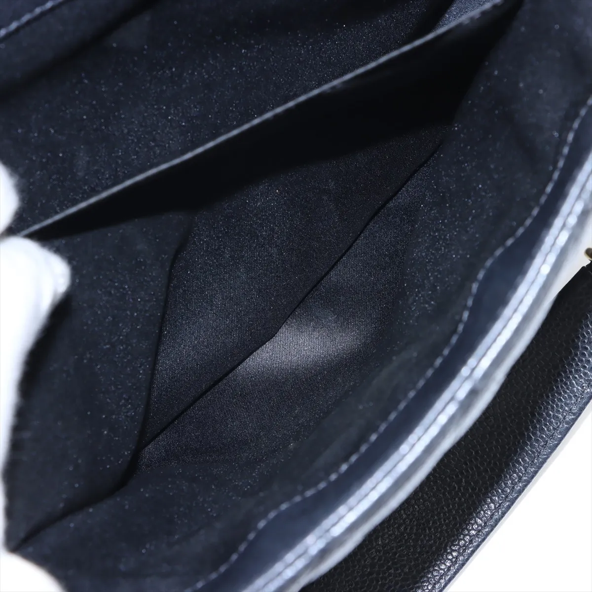 GST Caviar Skin Chain Tote Bag, Black with Gold Hardware, 16092344, Serial Number 16 — view 10
