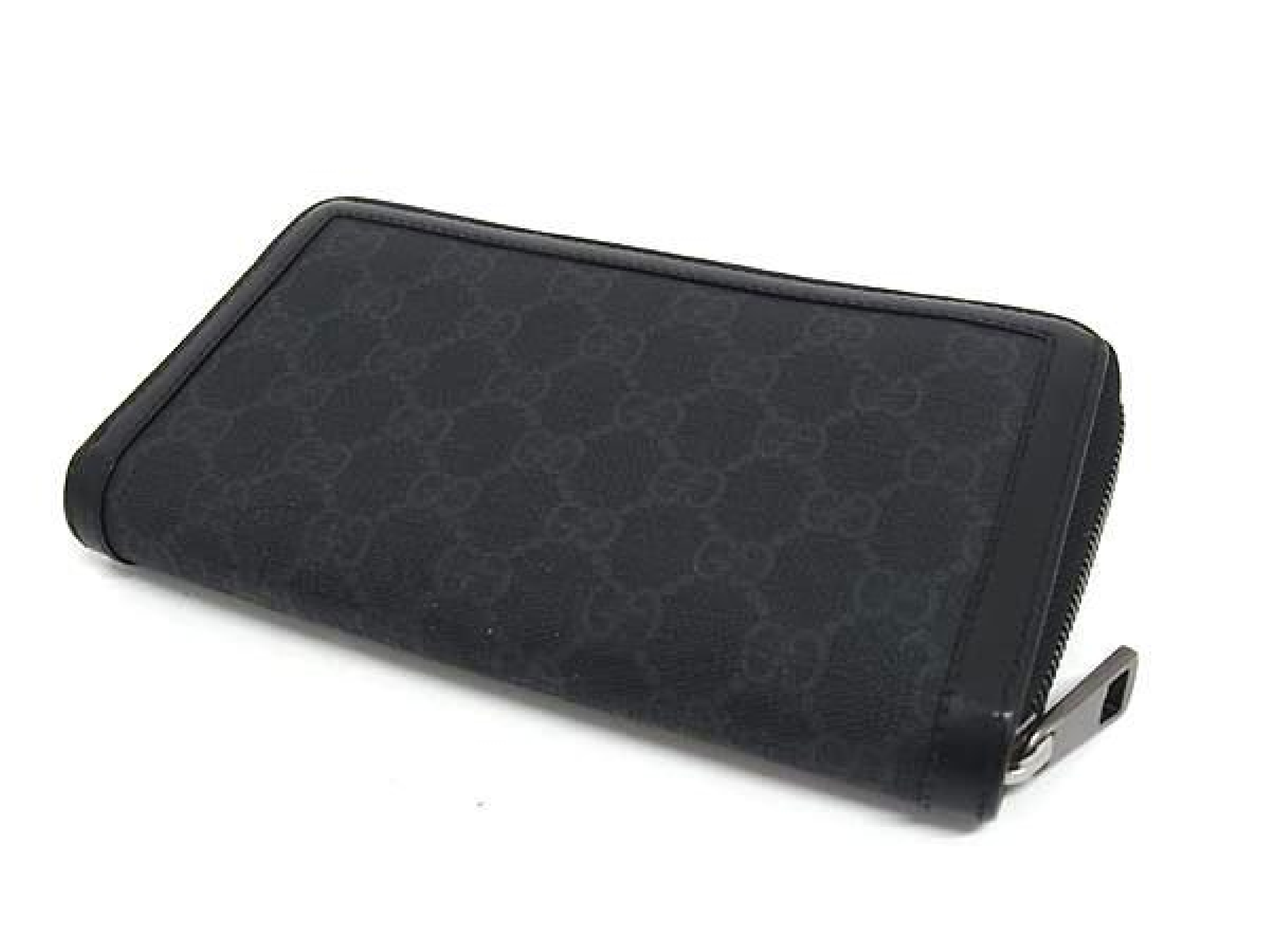 322147 GG pattern PVC x Leather Round Zip Wallet Coin Purse Billfold Gray x Black HD0328 Wallet — view 2