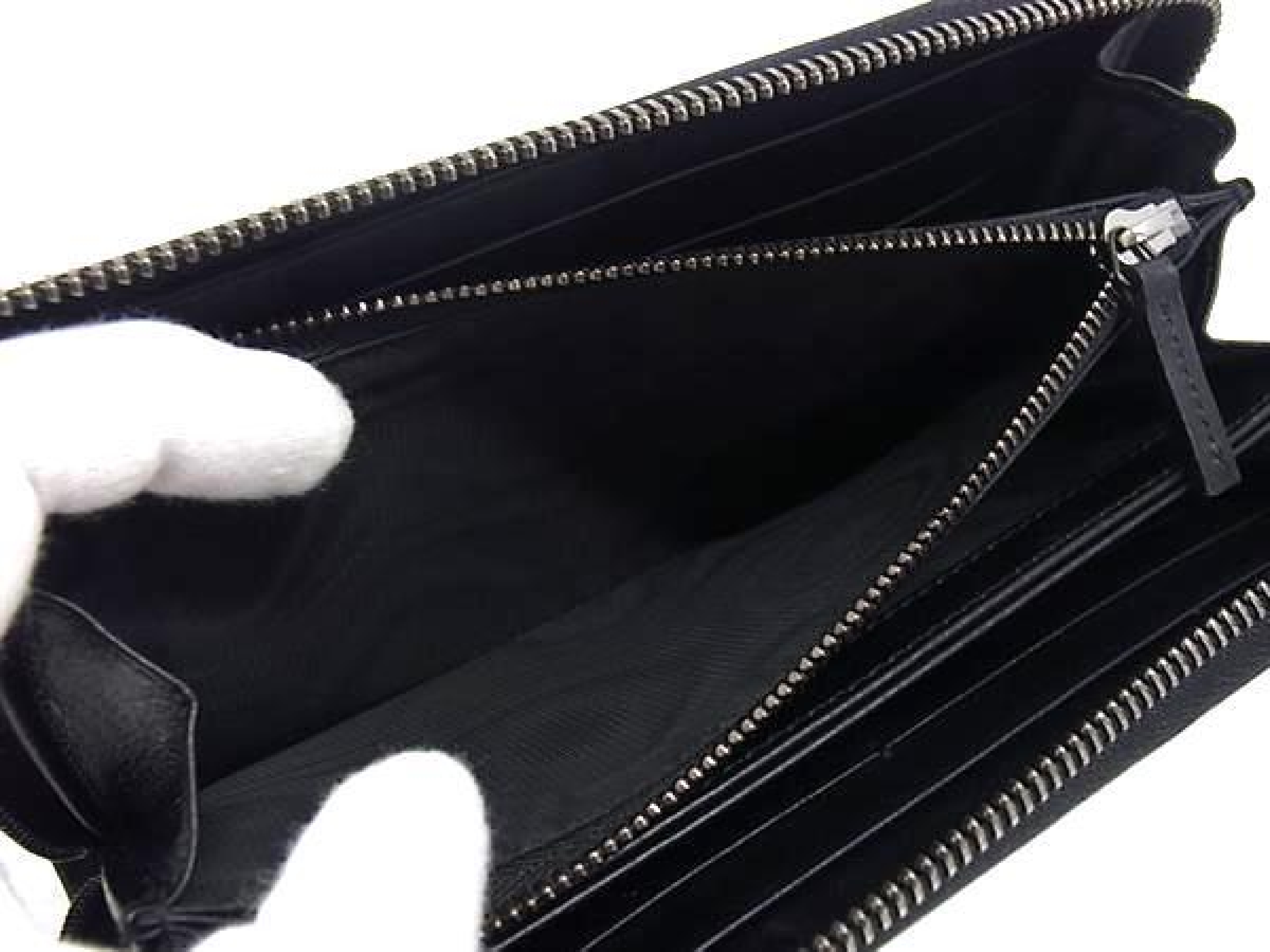 322147 GG pattern PVC x Leather Round Zip Wallet Coin Purse Billfold Gray x Black HD0328 Wallet — view 4