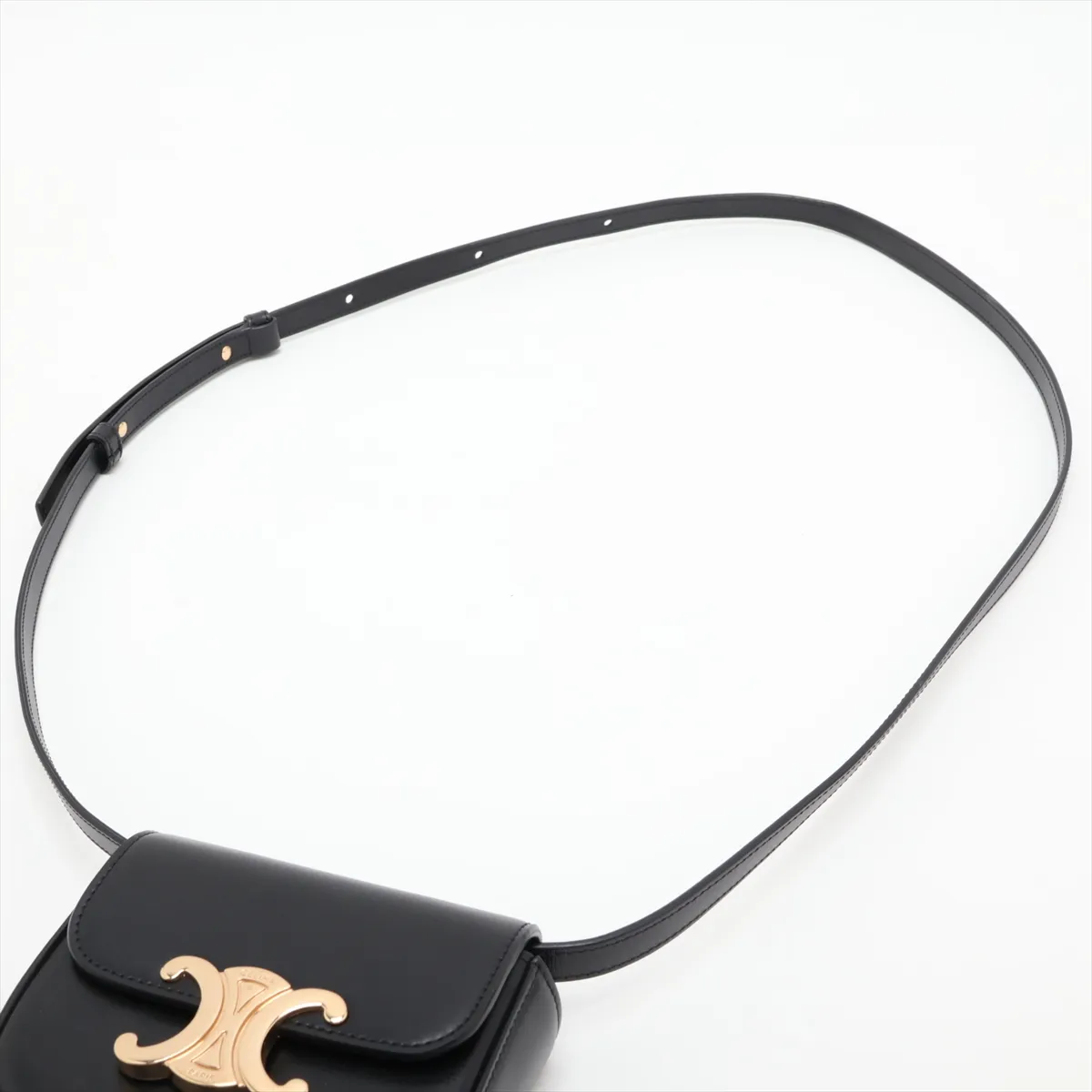 Triomphe Mini Claude Leather Shoulder Bag, Black — view 5