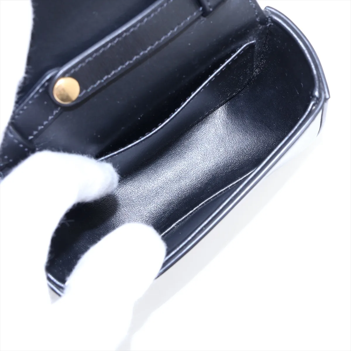 Triomphe Mini Claude Leather Shoulder Bag, Black — view 6