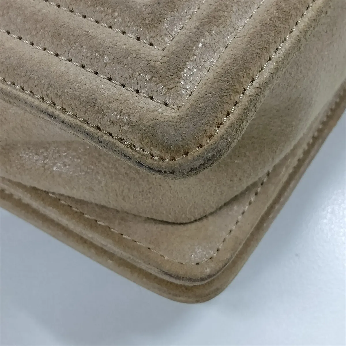 Boy Chanel Suede Chain Shoulder Bag, Beige, Gunmetal Hardware, Item No. 18492109, Series No. 18 — view 10