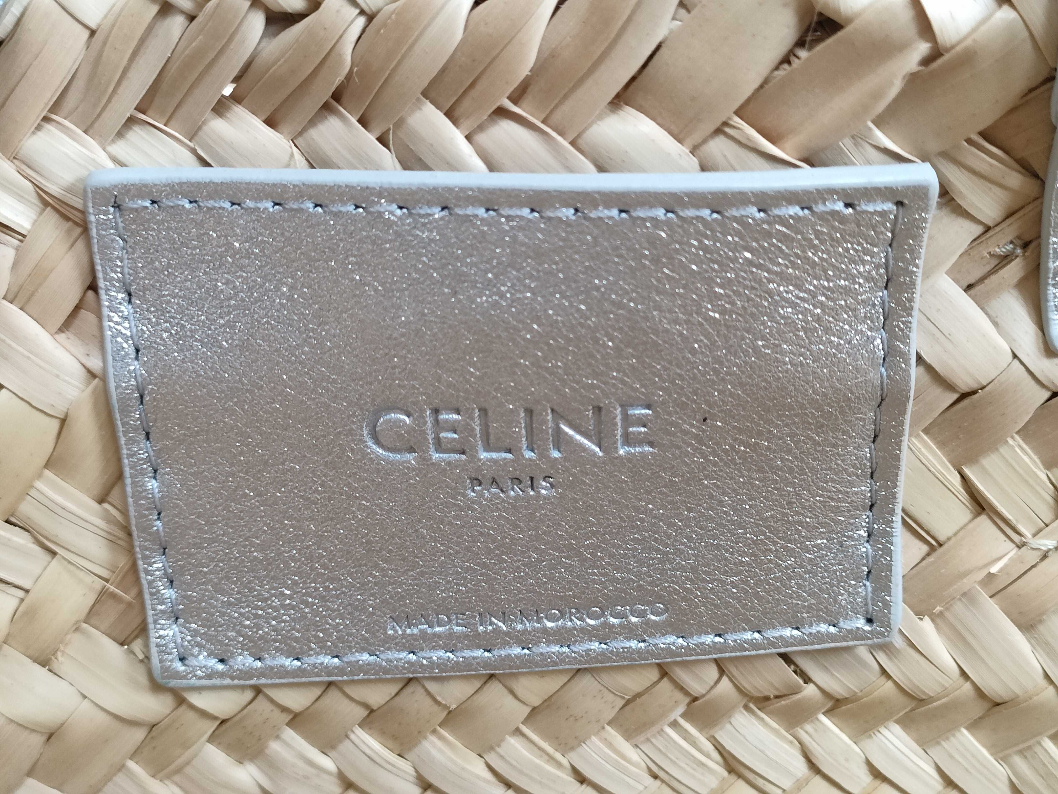 Triomphe Panier Raffia x Leather Basket Bag Beige x Silver Handbag — view 11