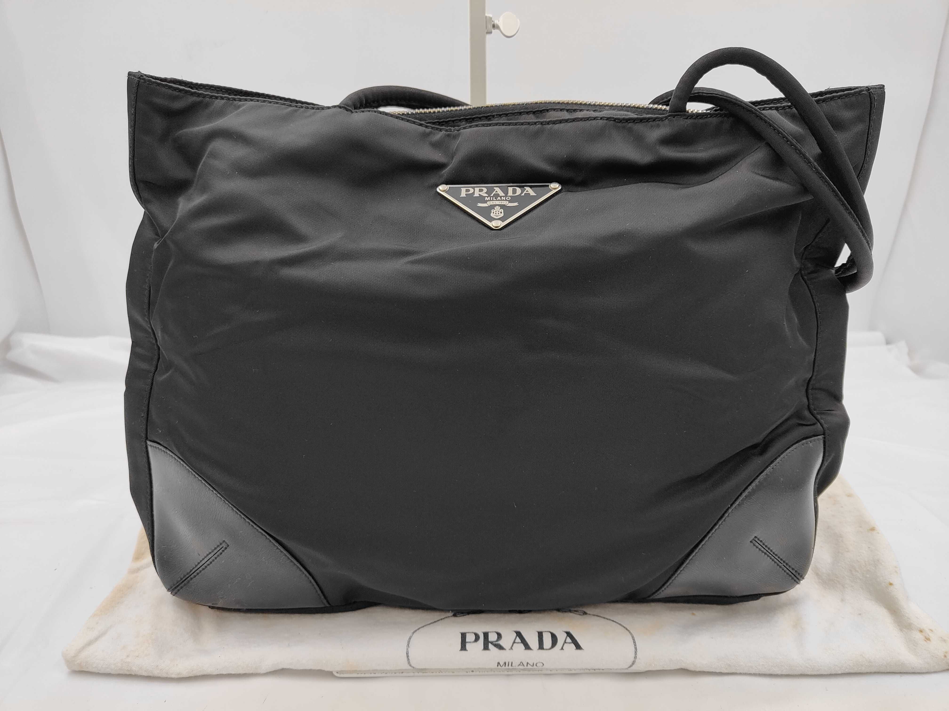 Nylon x Leather Tote Bag Black Tote Bag