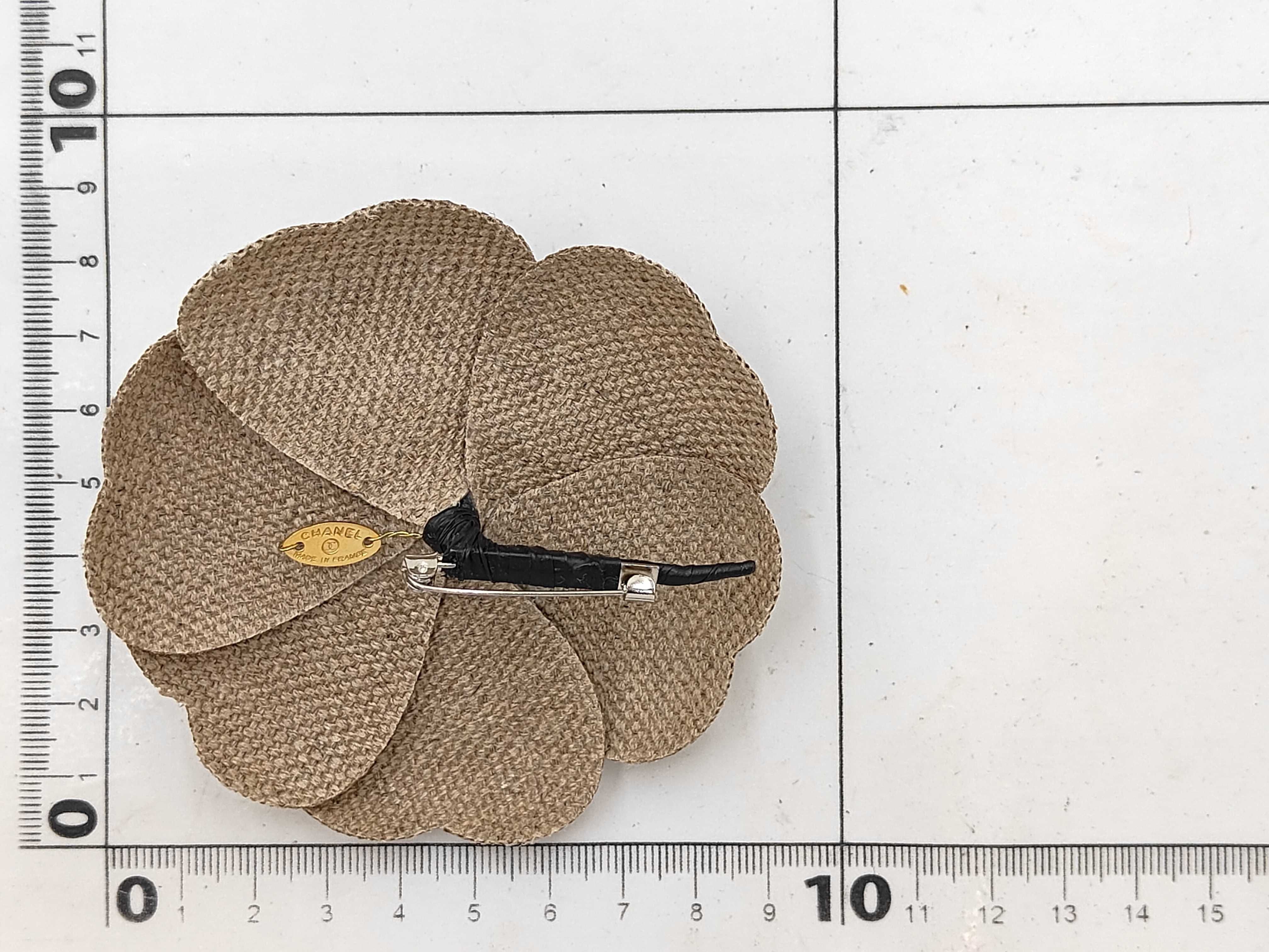 Camellia Brooch, Linen, Beige Brooch — view 5
