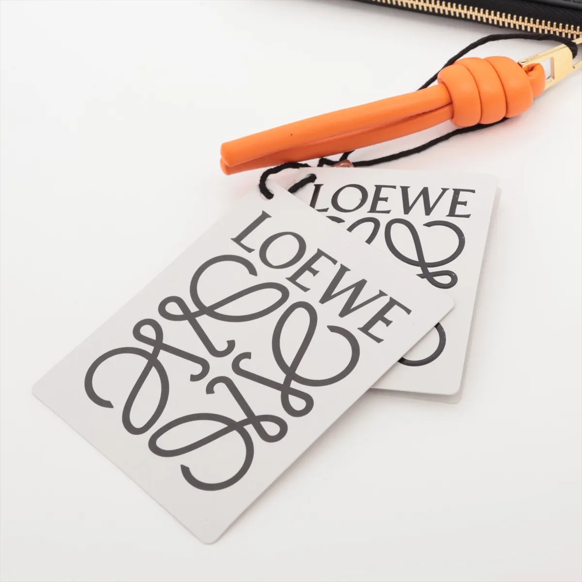 Knot Leather Fragment Case Black x Orange — view 5