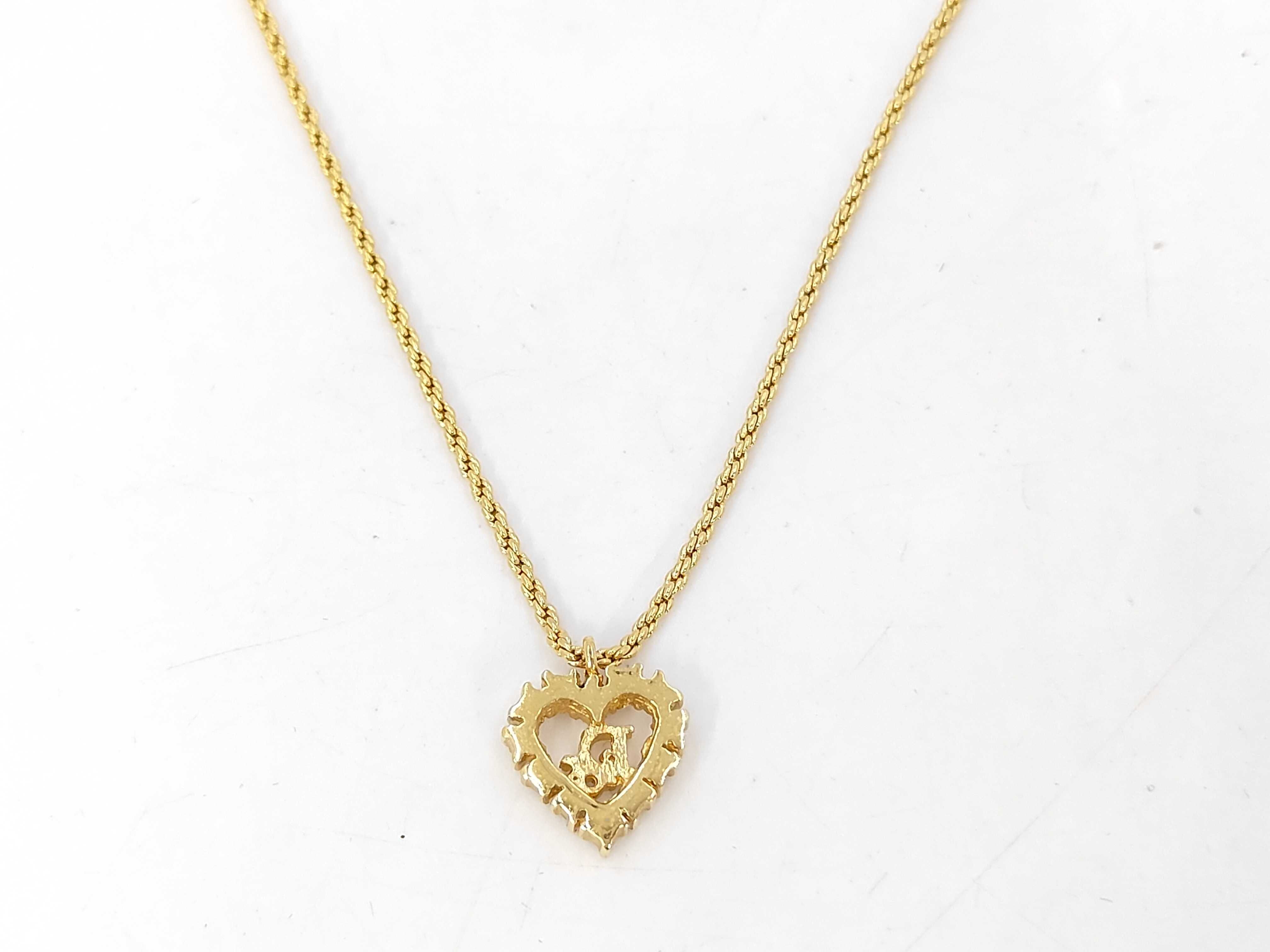 Heart Rhinestone Gold Necklace — view 2