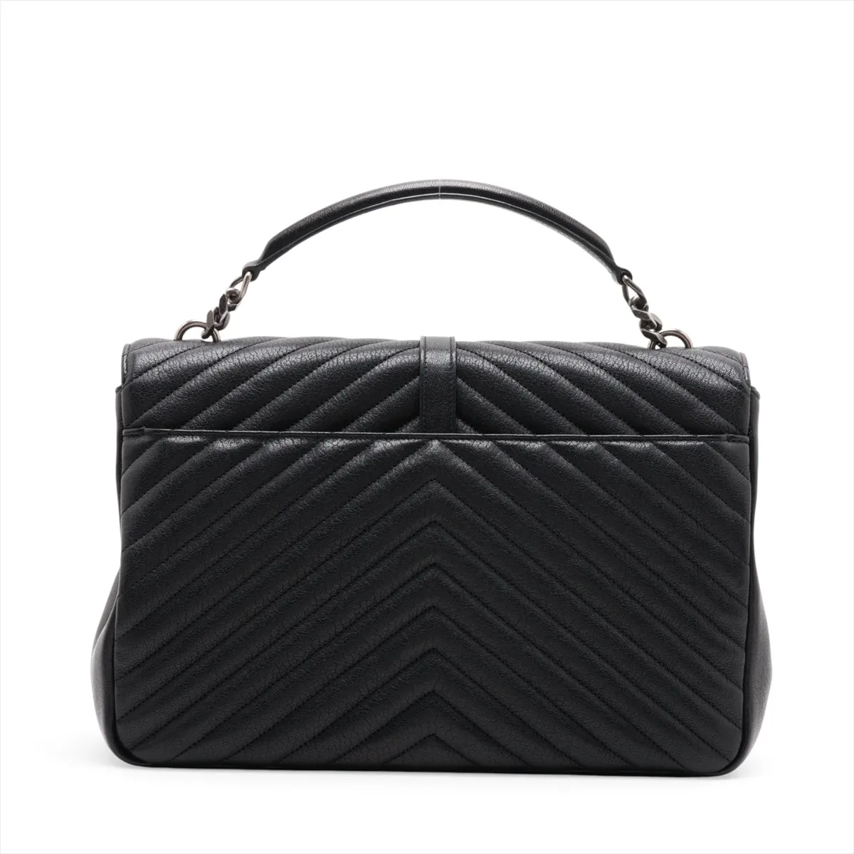 Leather 2-Way Handbag, Black, 487212 — view 2