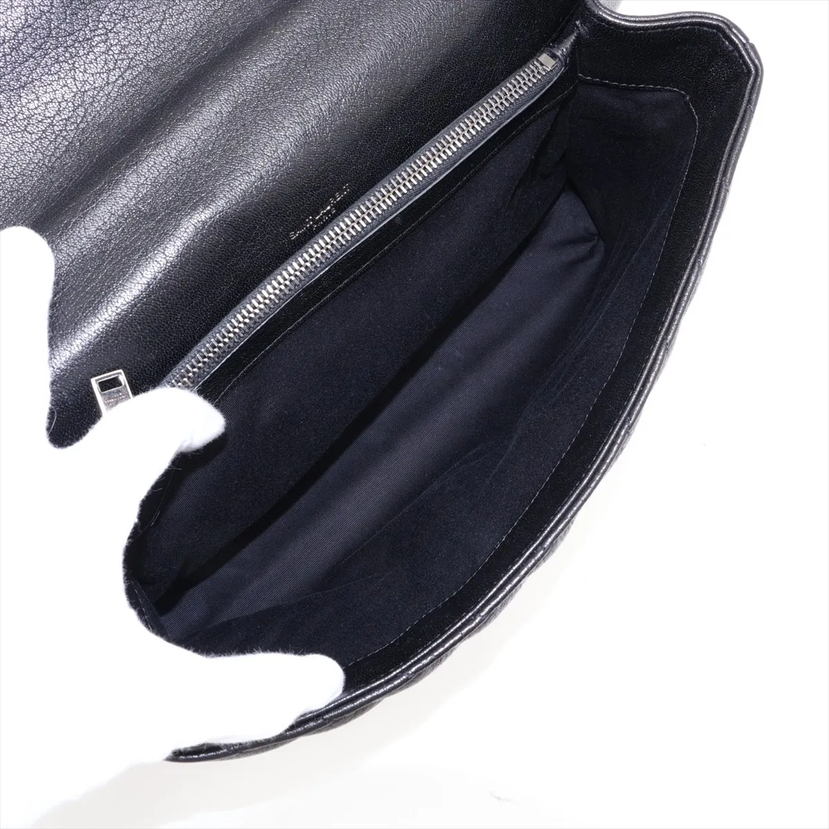 Leather 2-Way Handbag, Black, 487212 — view 11