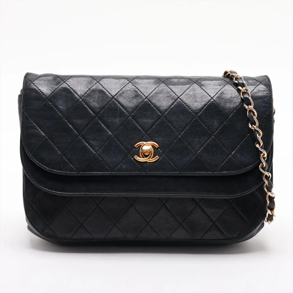 Matelassé Lambskin Chain Shoulder Bag, Black with Gold Hardware, 0379993 (Serial Number in the 0s)