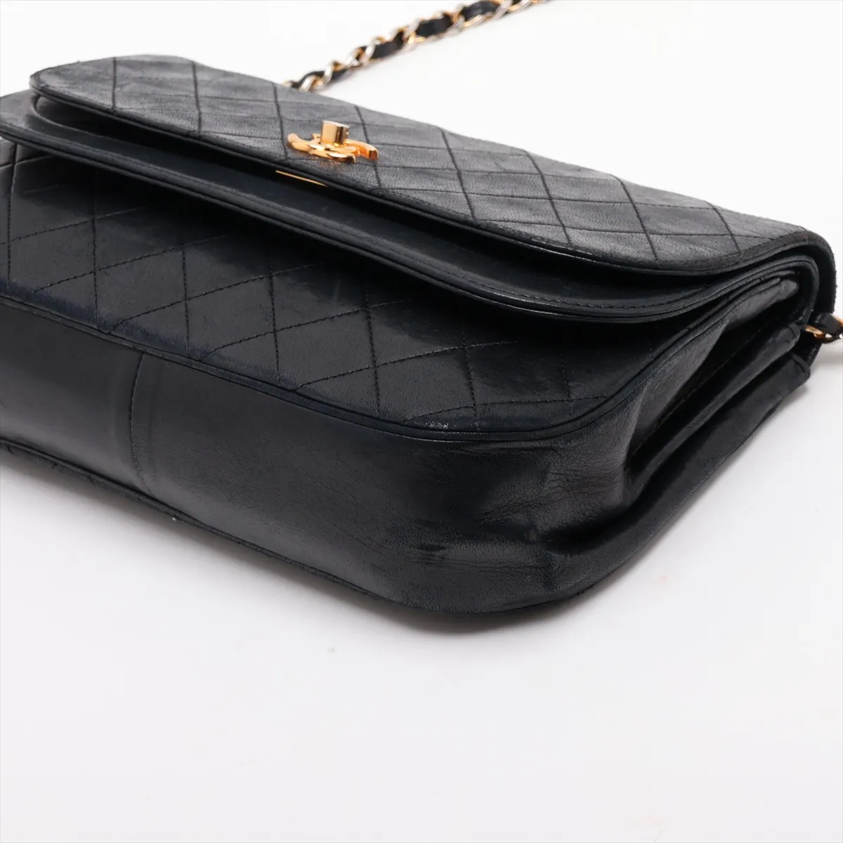 Matelassé Lambskin Chain Shoulder Bag, Black with Gold Hardware, 0379993 (Serial Number in the 0s) — view 3