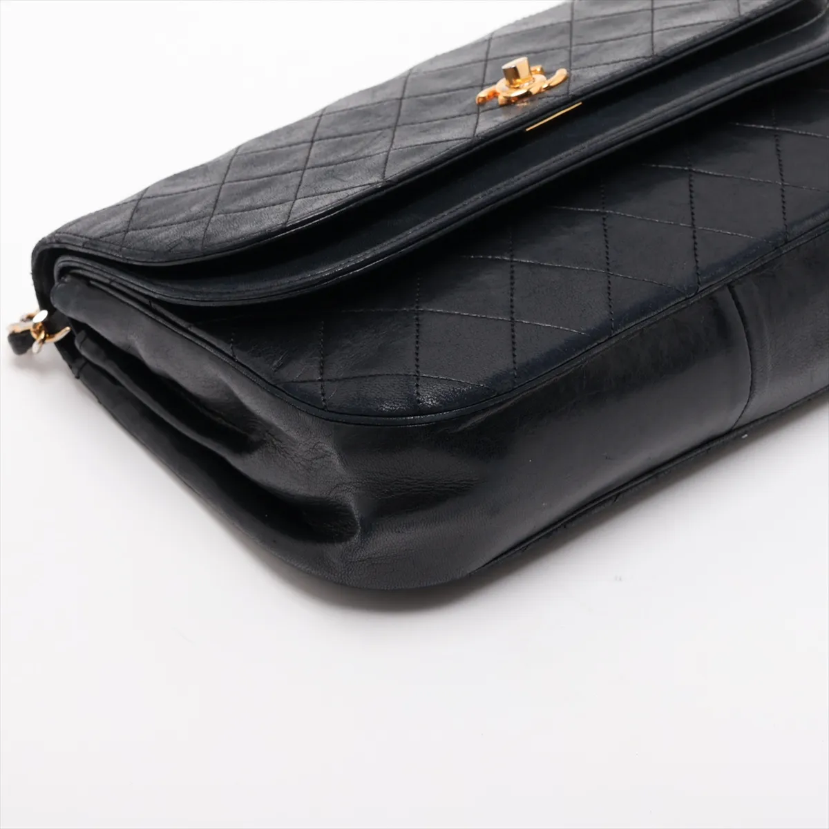 Matelassé Lambskin Chain Shoulder Bag, Black with Gold Hardware, 0379993 (Serial Number in the 0s) — view 4