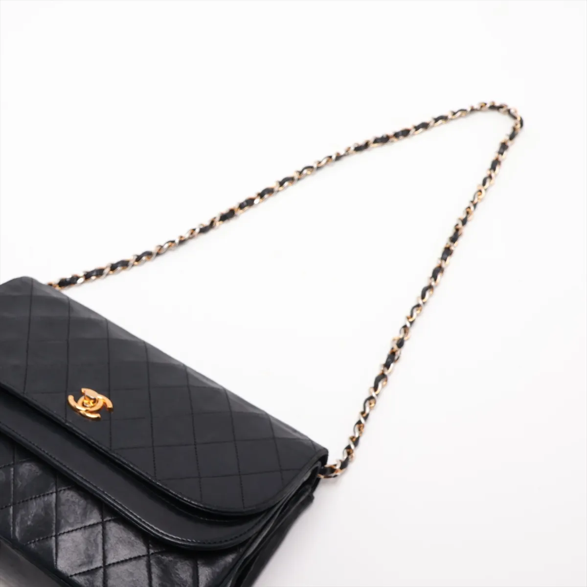 Matelassé Lambskin Chain Shoulder Bag, Black with Gold Hardware, 0379993 (Serial Number in the 0s) — view 5