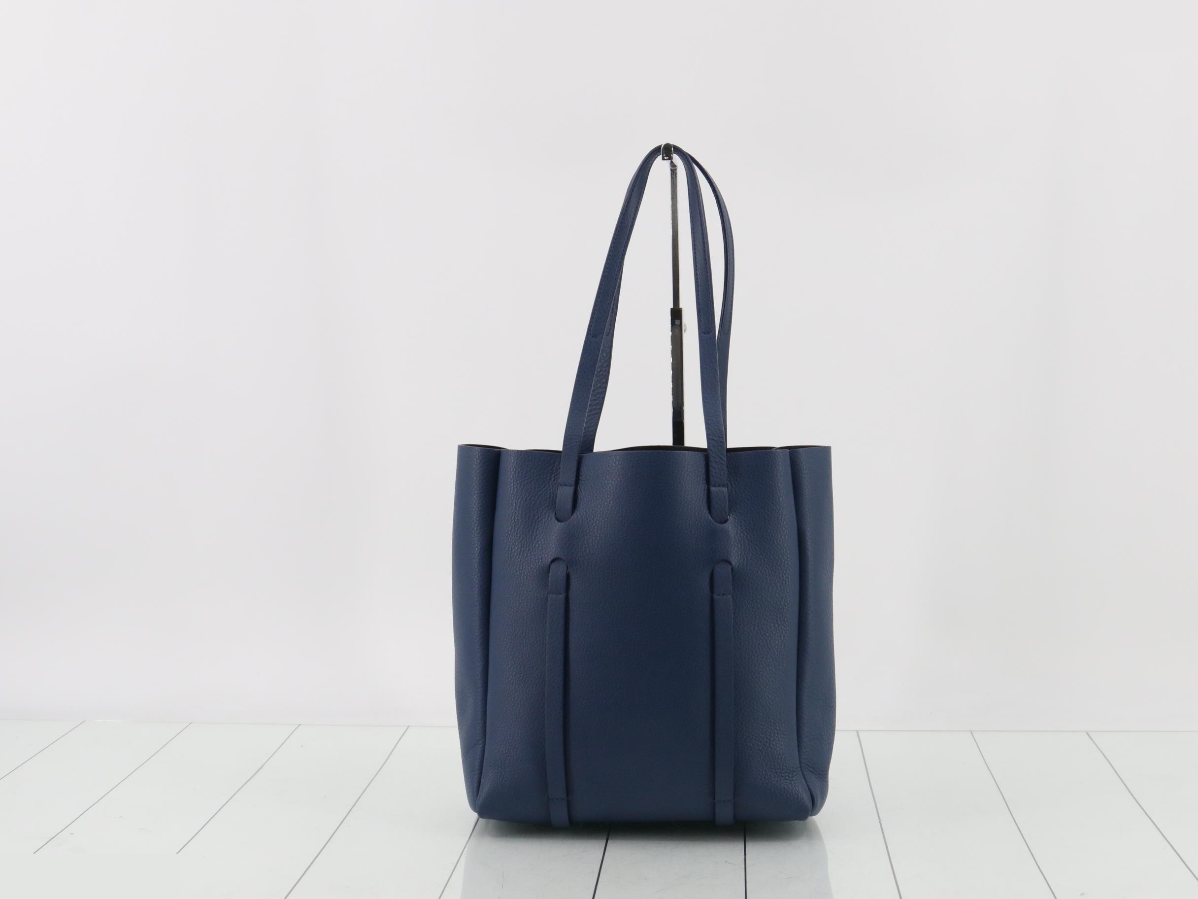 Everyday Tote XS, Embossed Leather, Blue — view 2