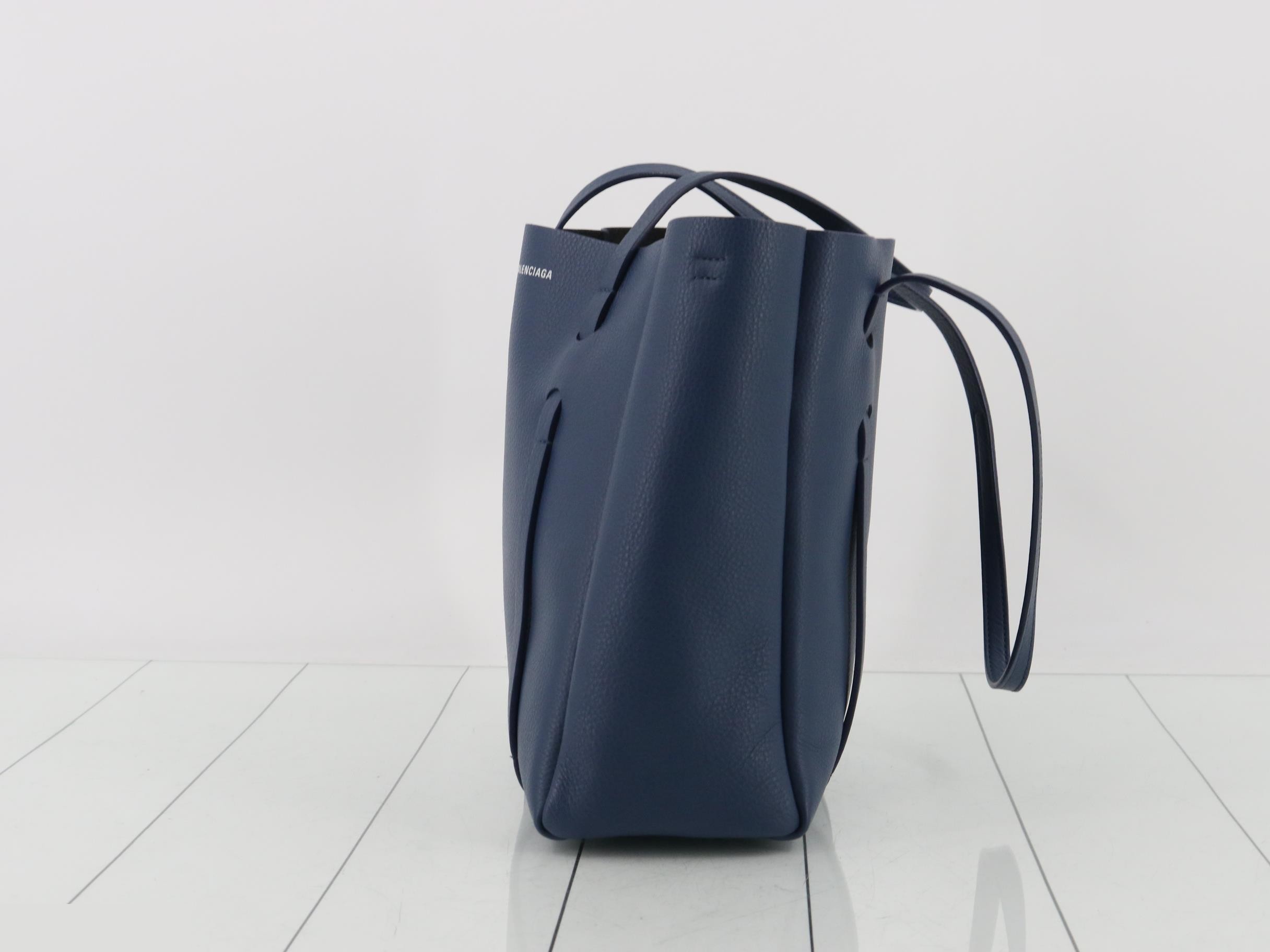 Everyday Tote XS, Embossed Leather, Blue — view 3