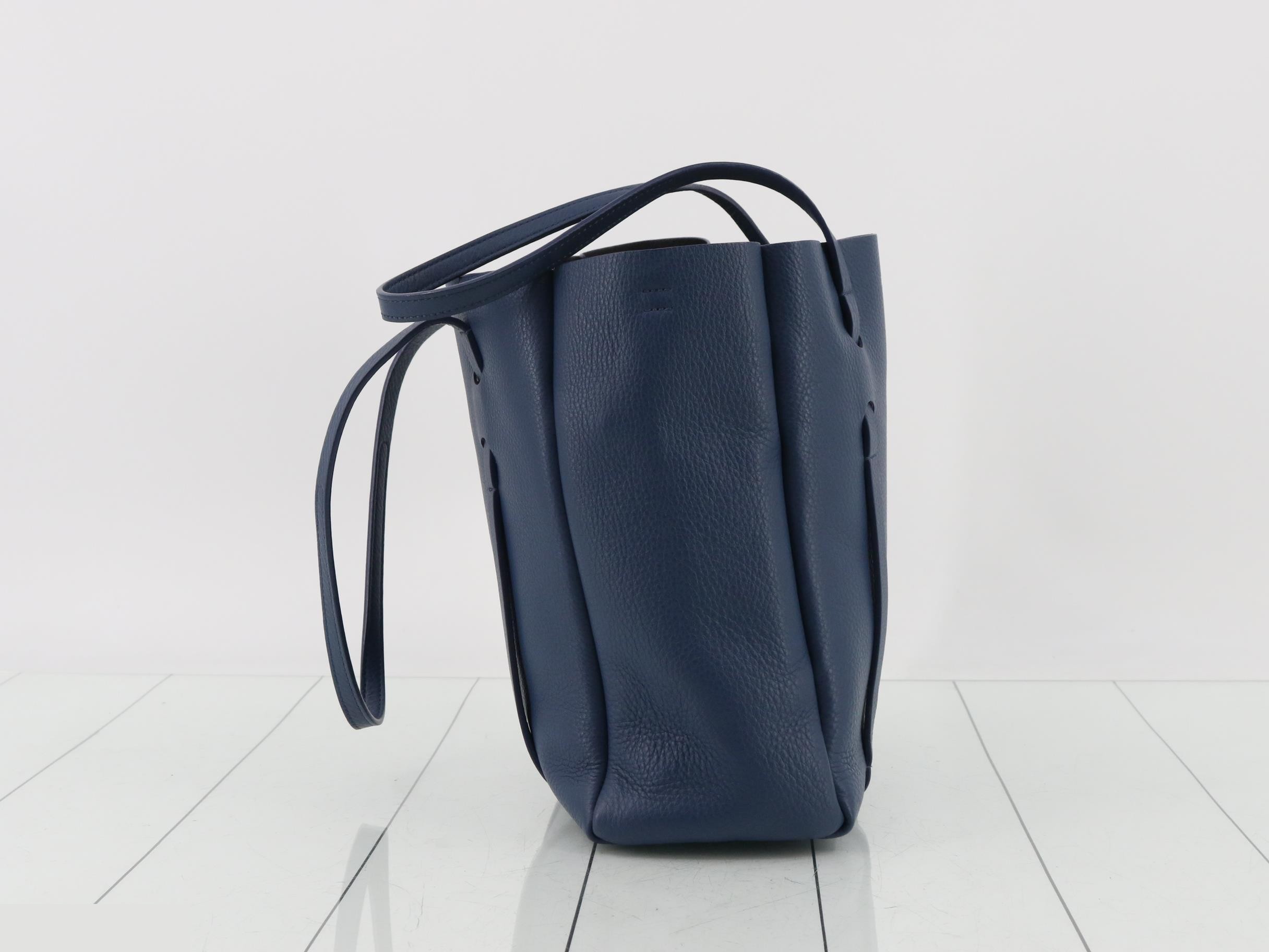 Everyday Tote XS, Embossed Leather, Blue — view 4