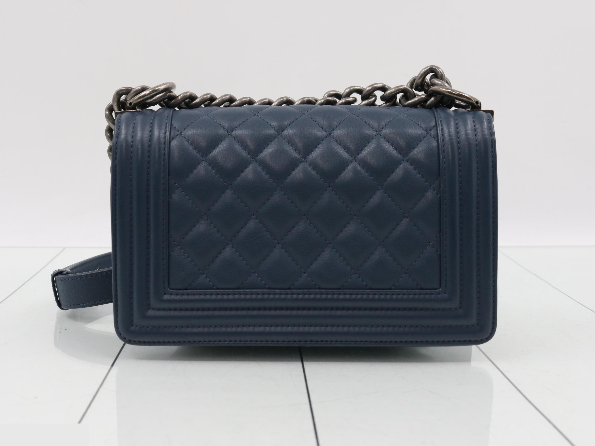 Boy Chanel Lambskin Chain Shoulder Bag with Seal Card — view 2