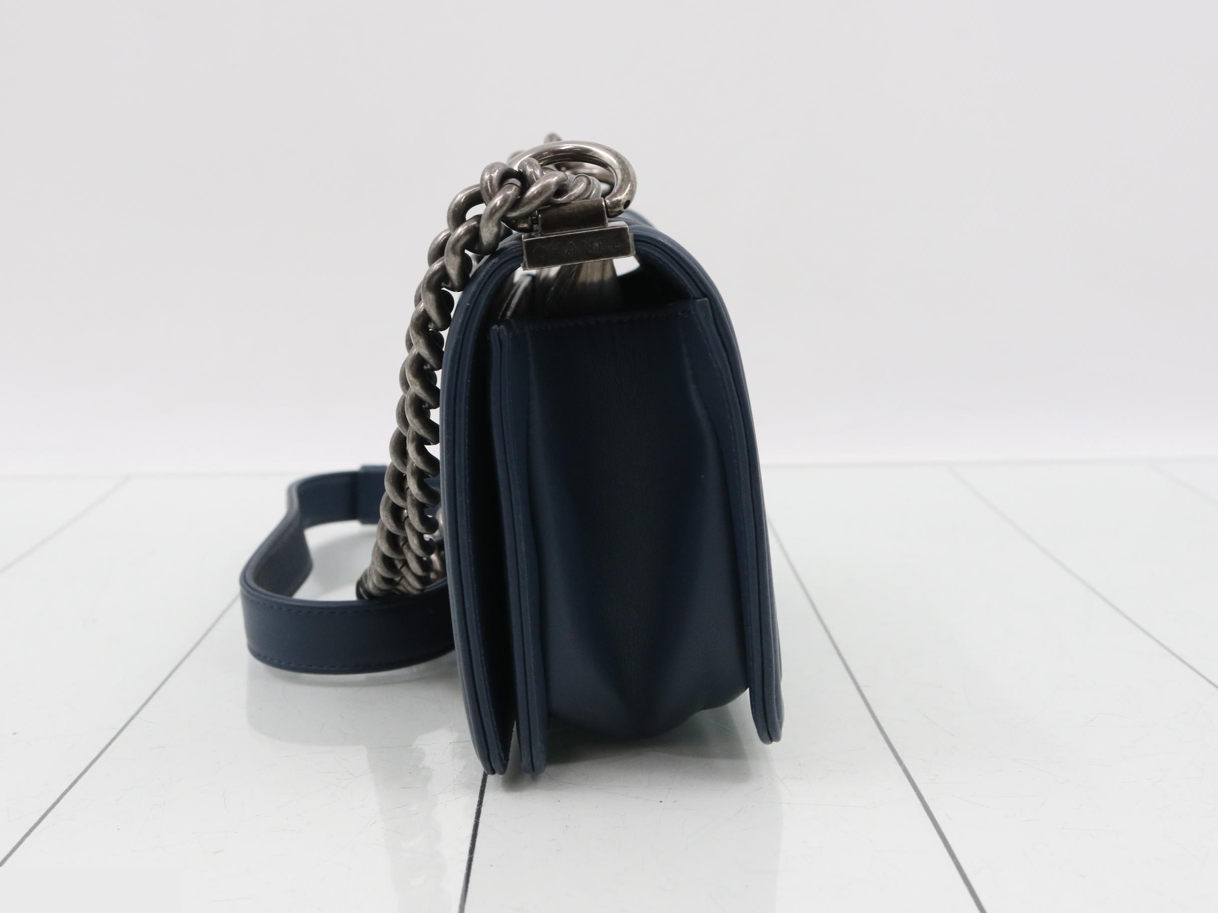 Boy Chanel Lambskin Chain Shoulder Bag with Seal Card — view 3