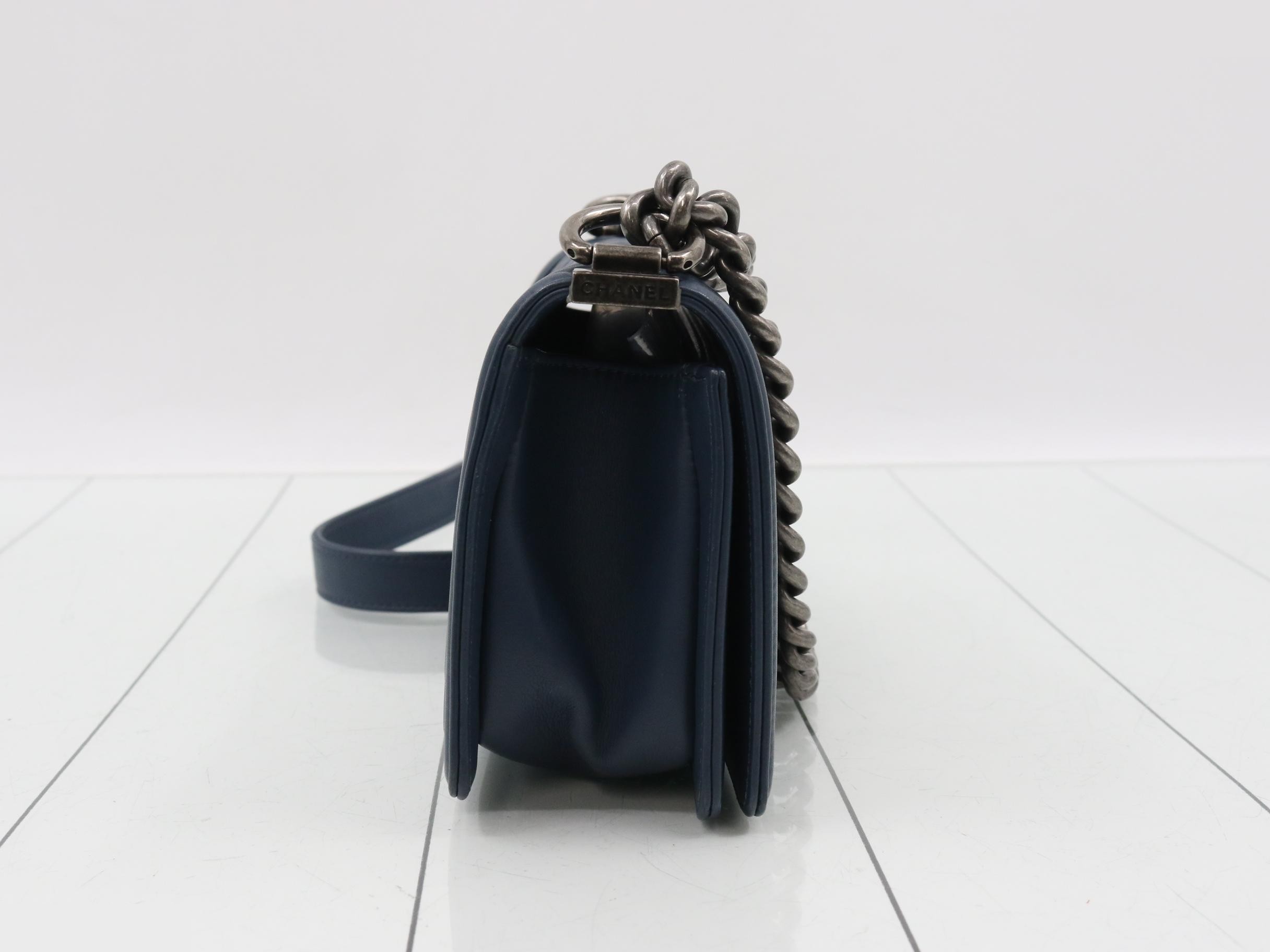 Boy Chanel Lambskin Chain Shoulder Bag with Seal Card — view 4