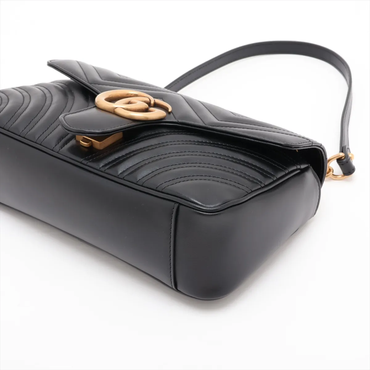 GG Marmont Leather Chain Shoulder Bag, Black, 446744 — view 3