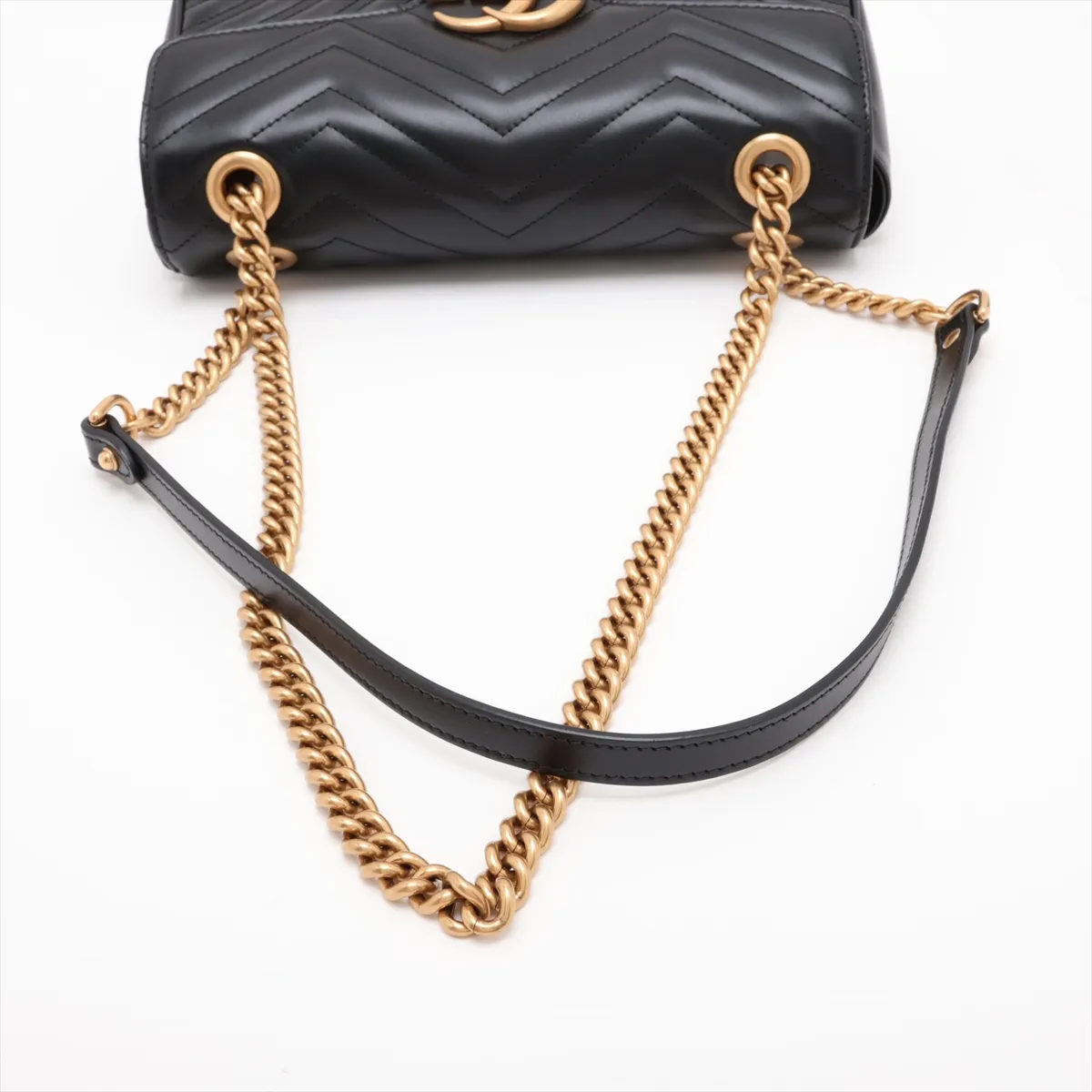 GG Marmont Leather Chain Shoulder Bag, Black, 446744 — view 5