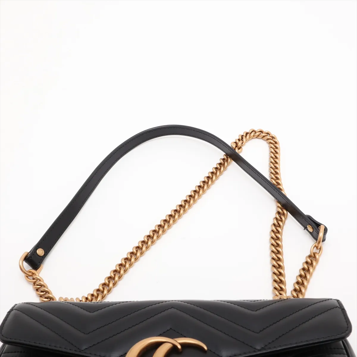 GG Marmont Leather Chain Shoulder Bag, Black, 446744 — view 6