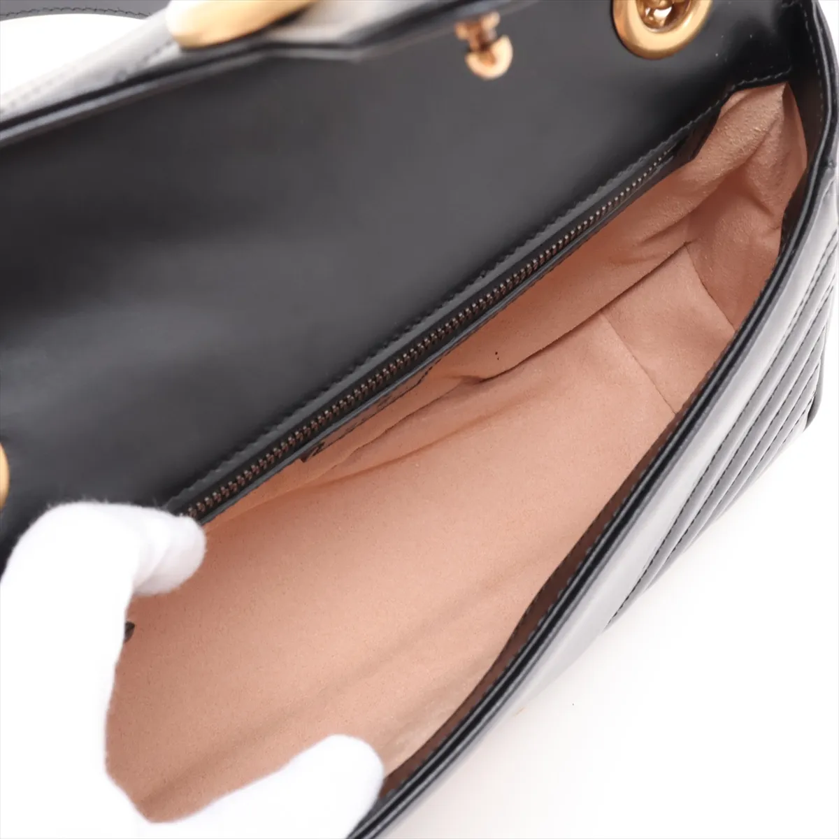 GG Marmont Leather Chain Shoulder Bag, Black, 446744 — view 7