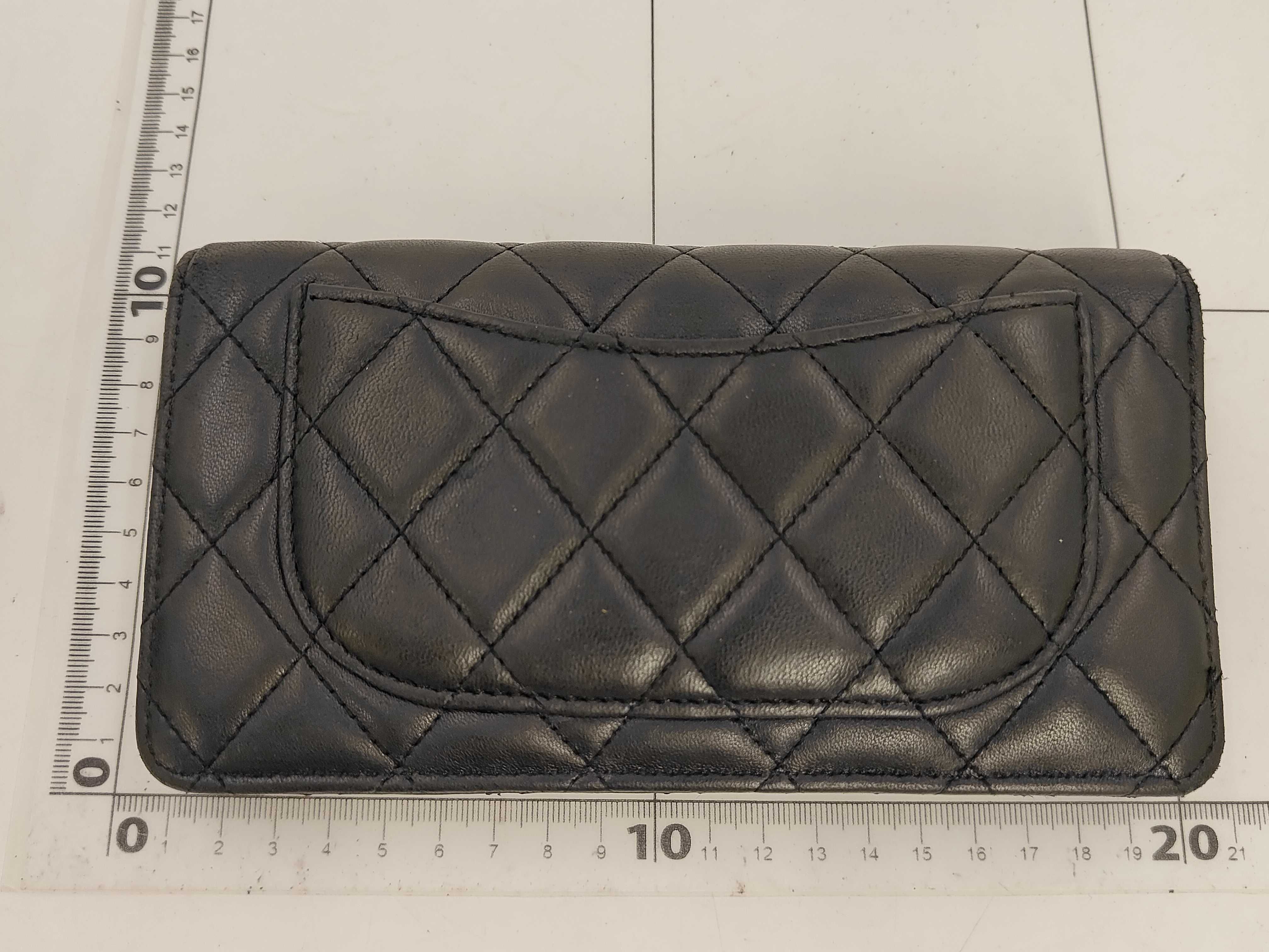 Matelassé Lambskin Bi-fold Wallet, Black, Coco Mark, A31509, Seal 14 series. — view 2