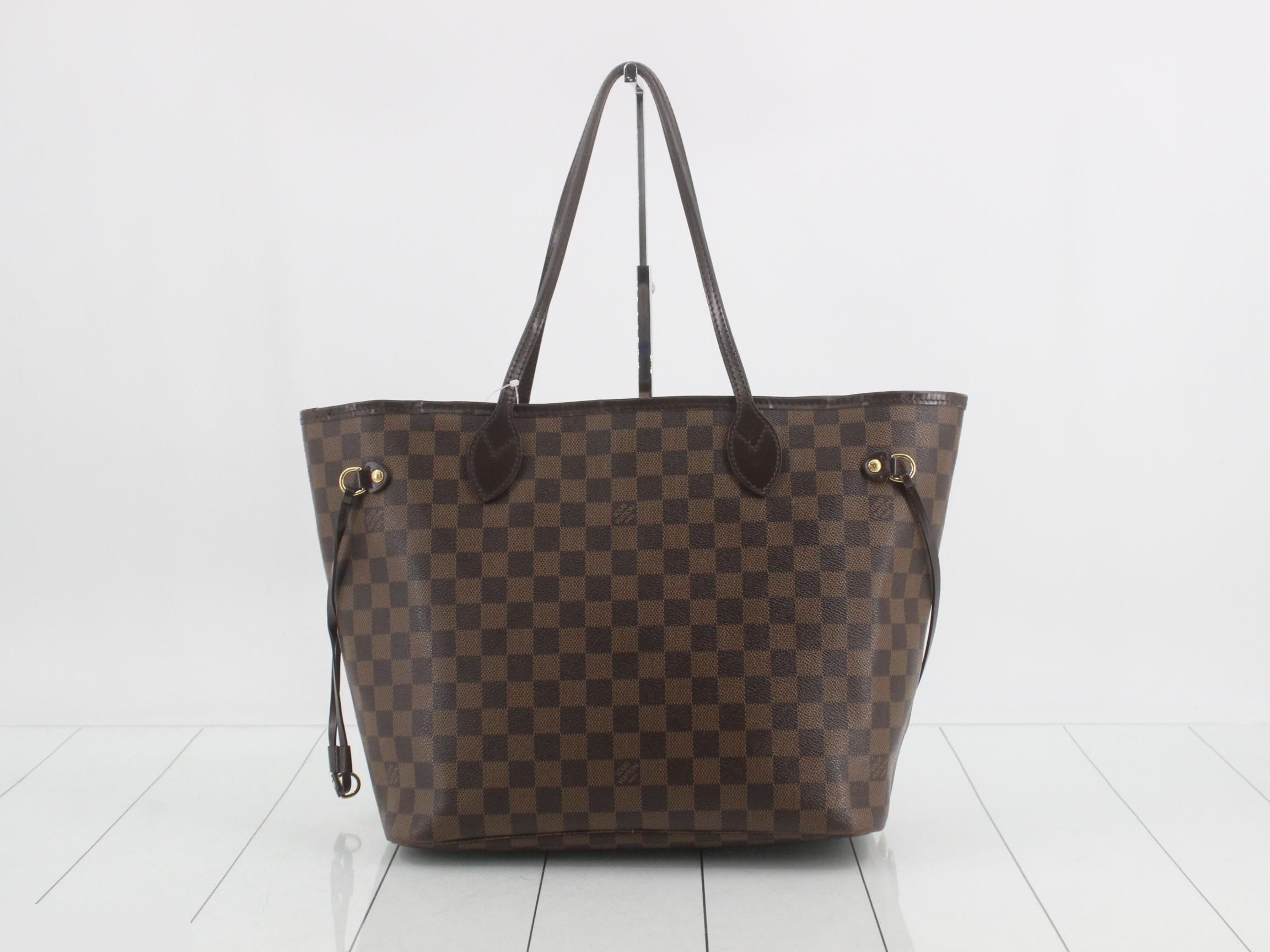 Neverfull MM Tote Bag with Pouch, Damier Ebene Brown — view 2