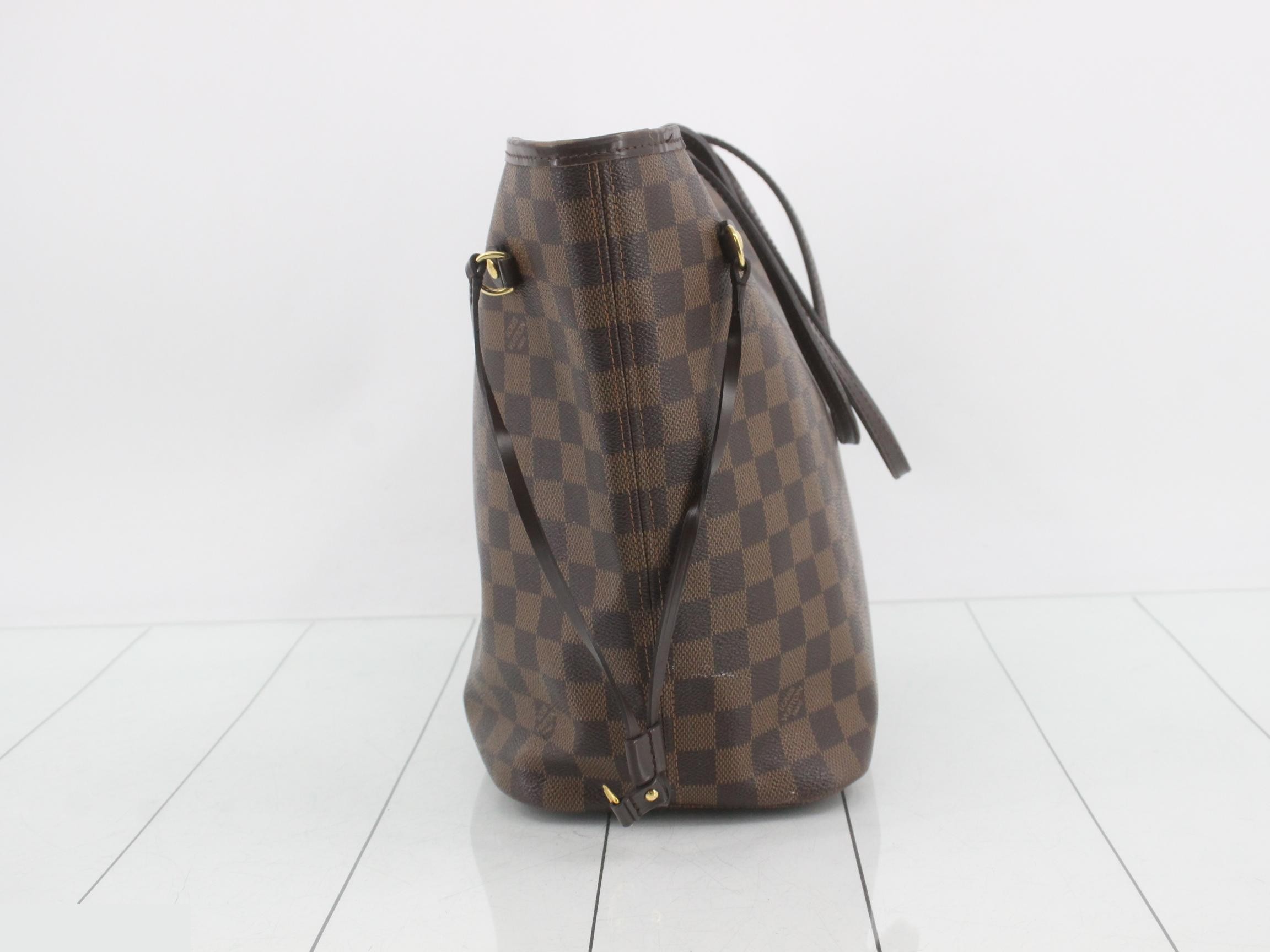 Neverfull MM Tote Bag with Pouch, Damier Ebene Brown — view 3
