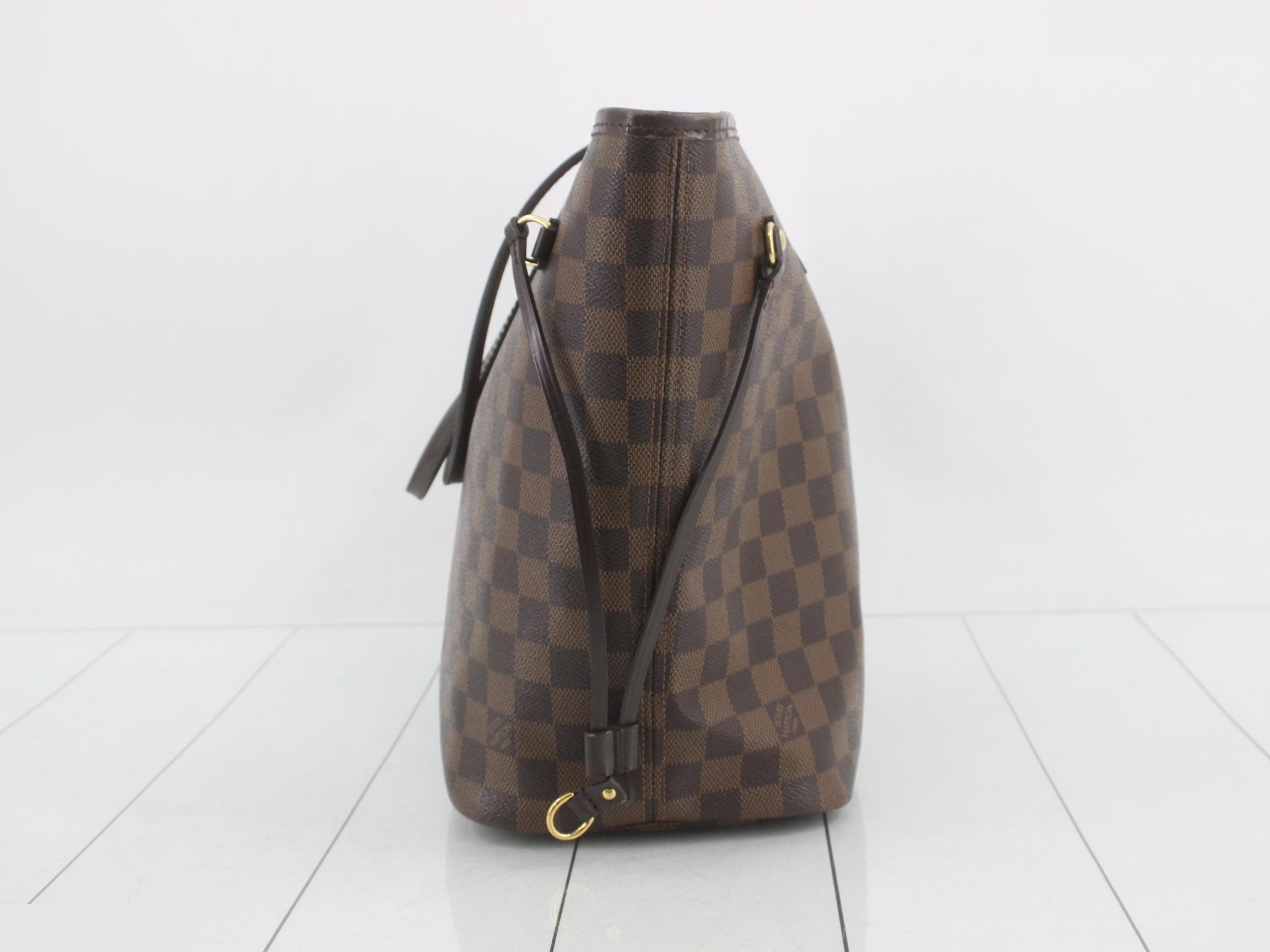 Neverfull MM Tote Bag with Pouch, Damier Ebene Brown — view 4