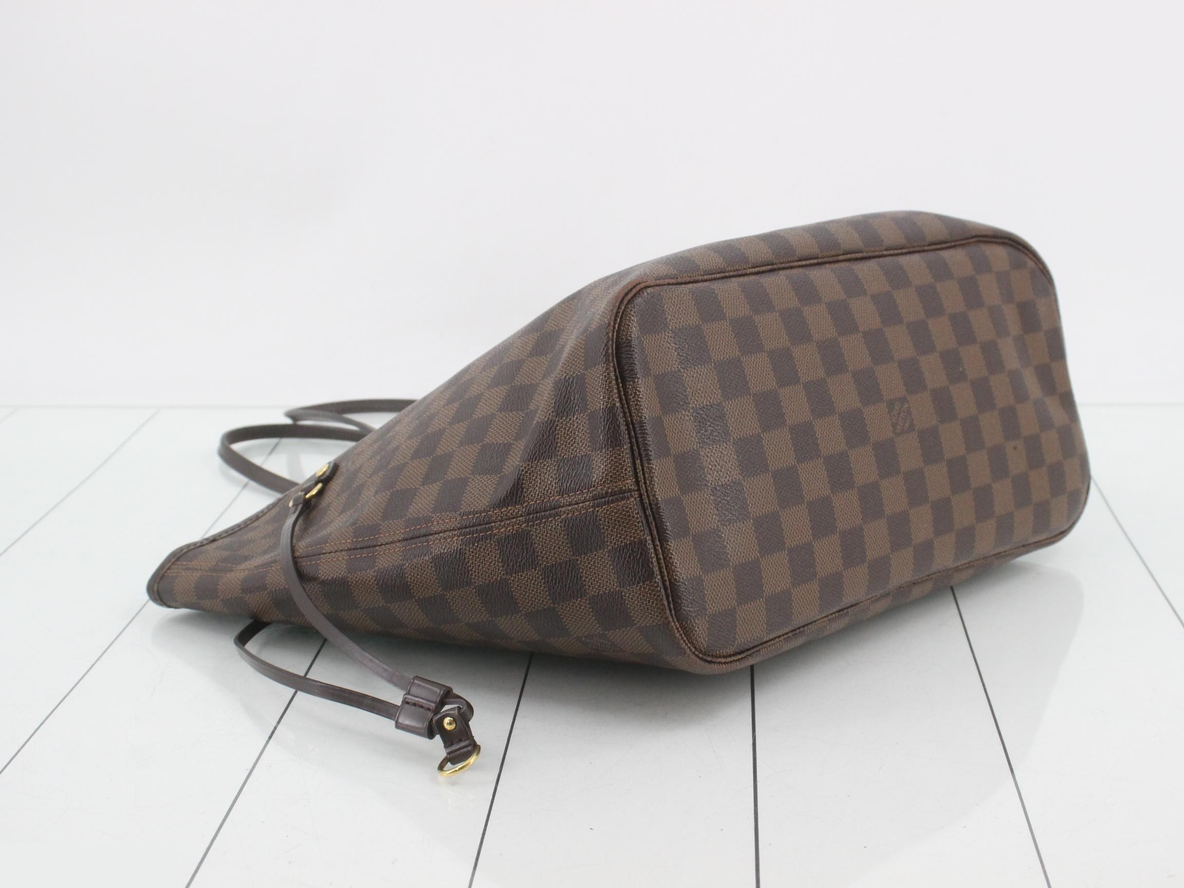 Neverfull MM Tote Bag with Pouch, Damier Ebene Brown — view 5