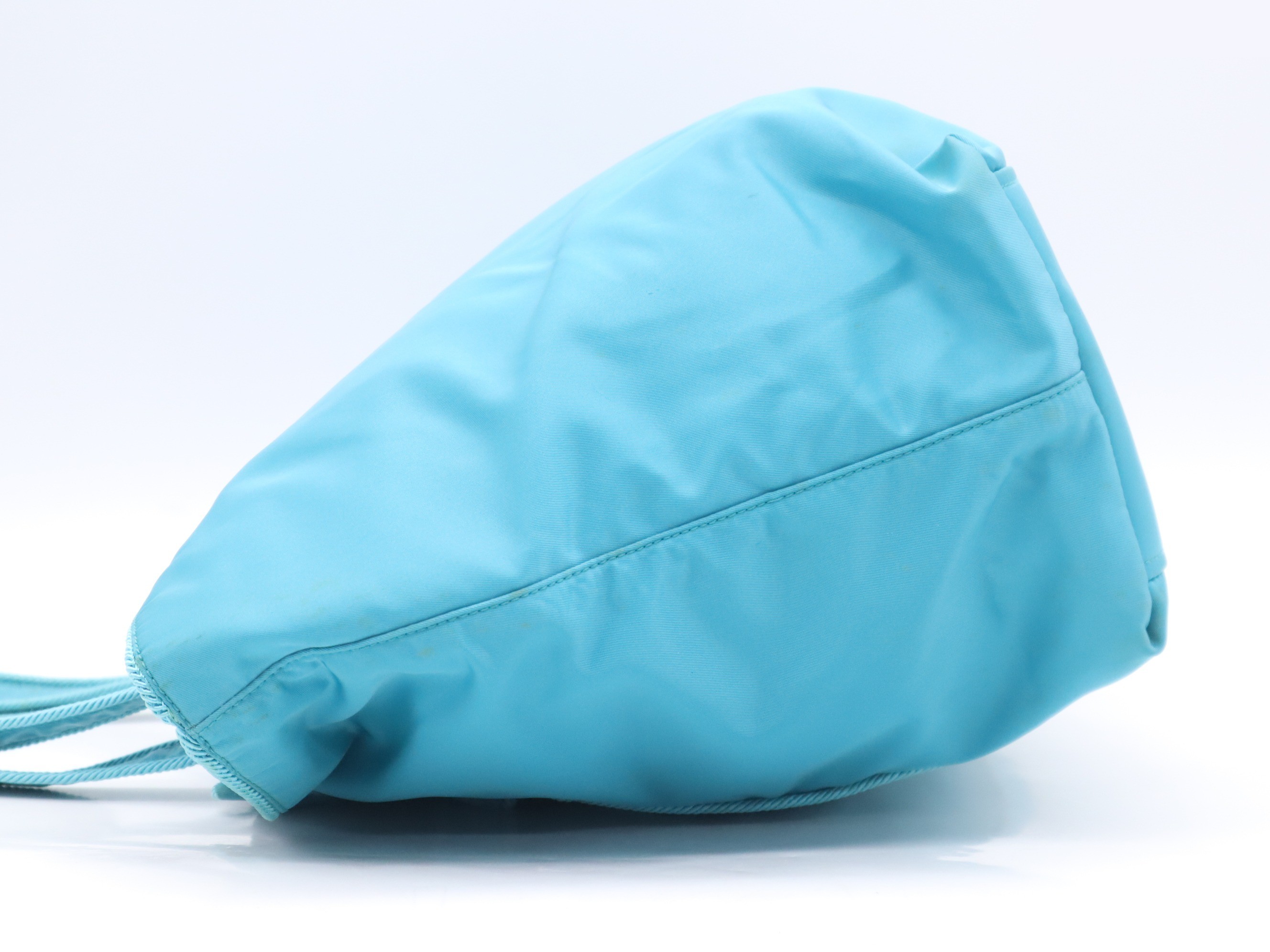 Nylon ribbon tote bag, turquoise, with guarantee card. — view 3