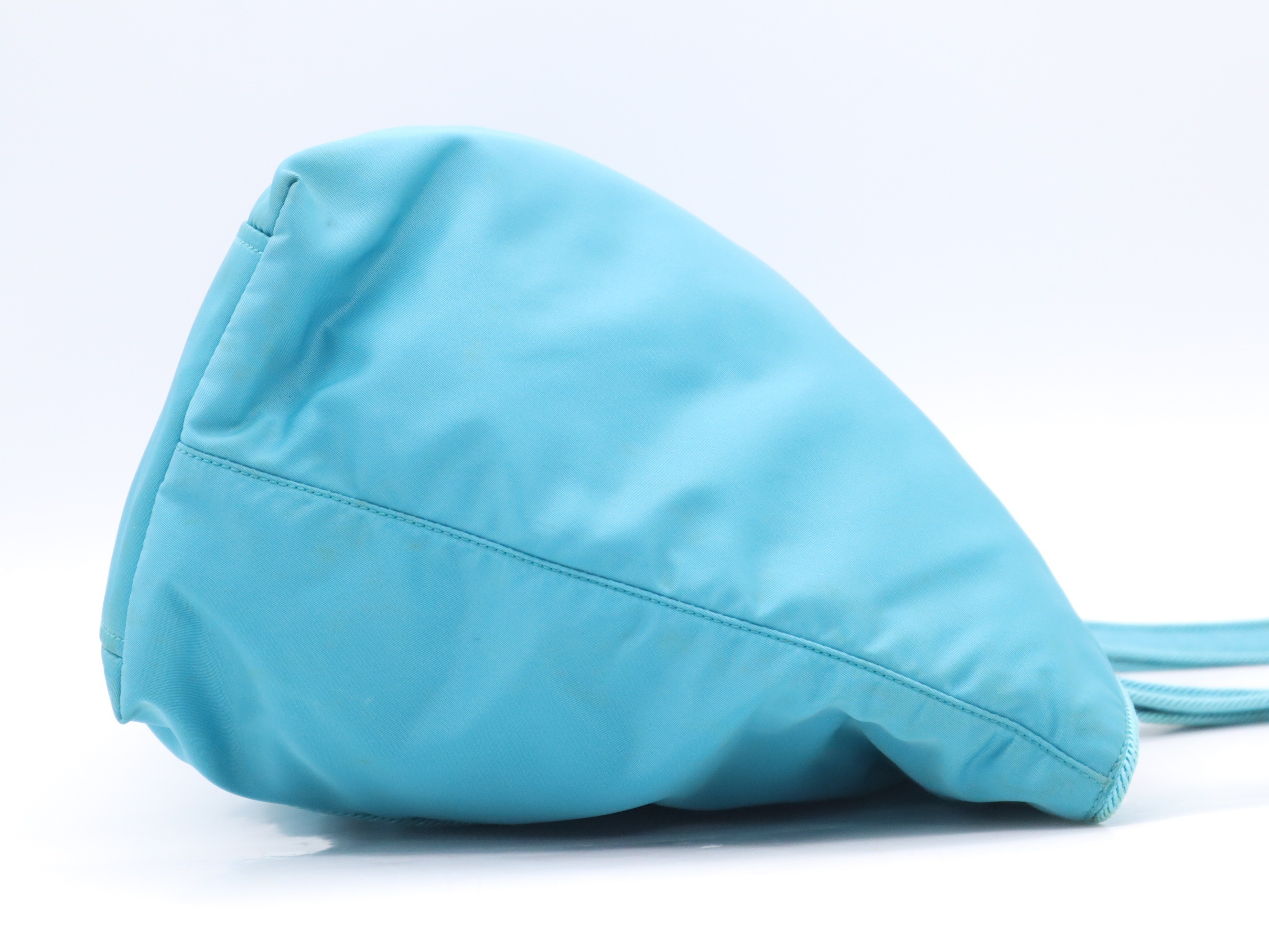 Nylon ribbon tote bag, turquoise, with guarantee card. — view 5