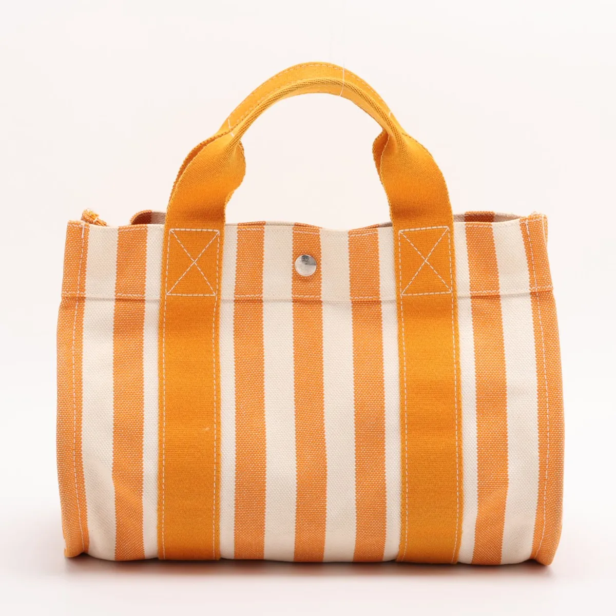 Cannes PM Canvas Orange x Beige Silver Hardware