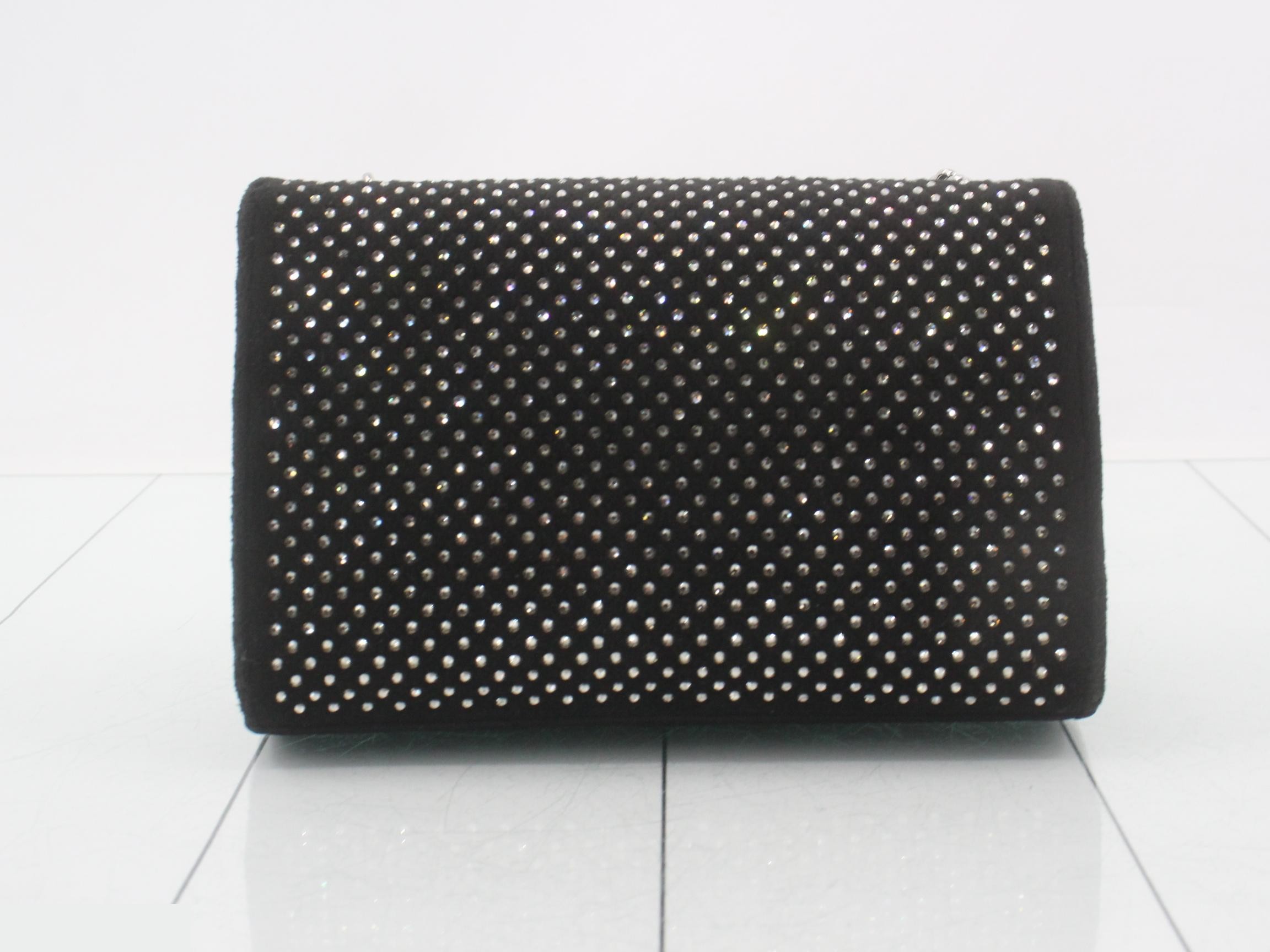 Kate Rhinestone Chain Shoulder Bag, Black — view 2